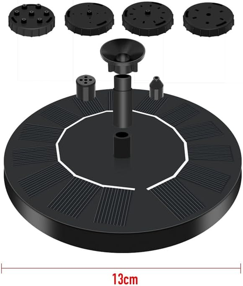 Solar Water Pump Kit for Water Feature Outdoor,1.2 W Solar Bird Bath Circle Fountain Pump, Solar Fountain with 4 Nozzles (Black Circle, 13 Cm, 1.0 W) image number 1