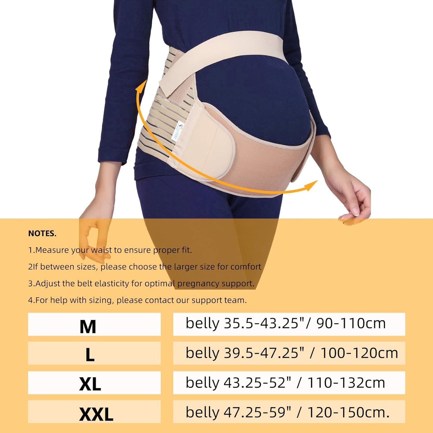 Pregnancy Belly Support Band, Breathable & Adjustable Maternity Support Belt, Strip Full Surrounding Pregnancy Support Belt for Pregnant Women to Support Pelvic/Waist/Abdomen (M) image number 6