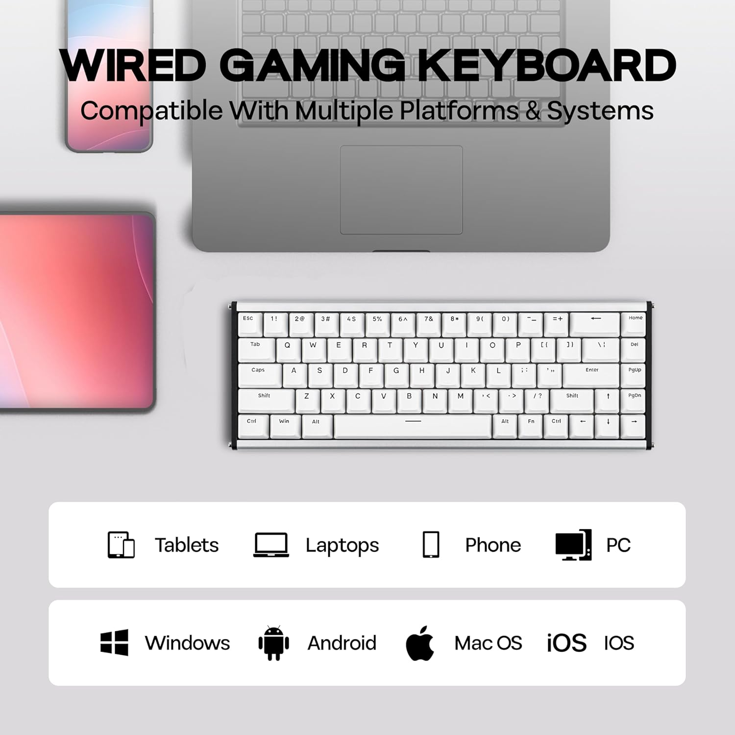 Mechlands AJAZZ ALUX68 HE Aluminum Rapid Trigger Gaming Keyboard with Magnetic Switch, Wired Hall Effect Keyboard with 8K Polling Rate, 0.125Ms Latency, RGB Backlight (White, ALUX68 Plus) image number 5