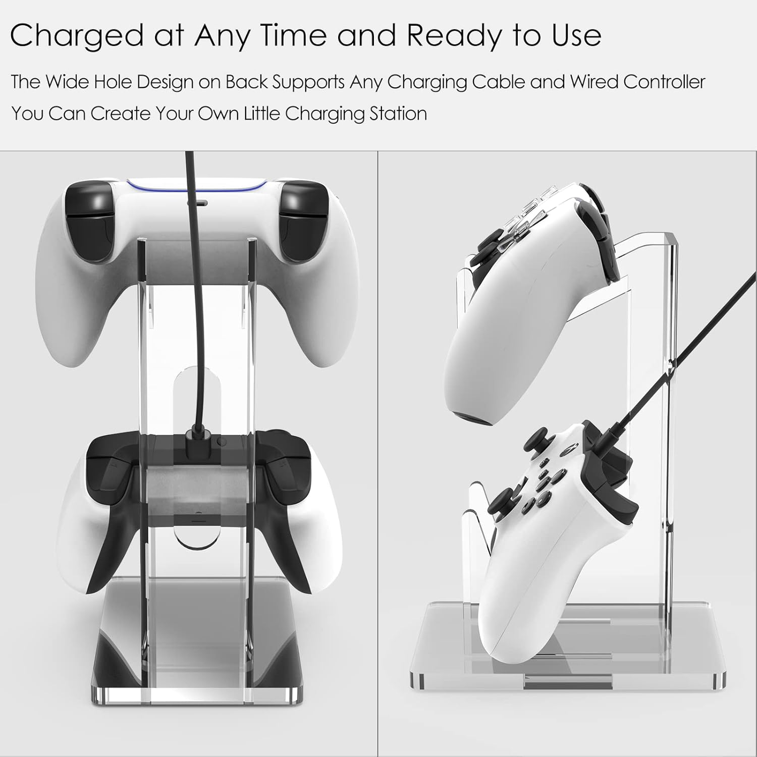 Linkidea Dual Controller Stand Holder Compatible with Sony Playstation 5, PS4, PS3, Xbox Elite, Core Wireless, Switch Pro, Desk Mounts Gaming Accessories image number 4