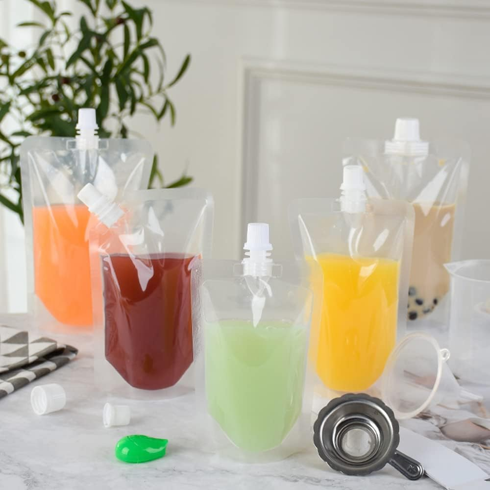 Travel Cruise Beverage Set, Collapsible and Reusable Juice Travel Plastic Bags &mdash; 4 X 1000Ml, 3 X 500Ml, 3 X 250Ml, 1 Funnel image number 5