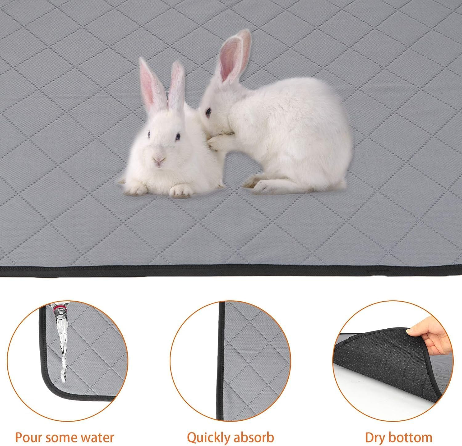 Cozioz Washable Waterproof Guinea Pig Cage Mat &ndash; Absorbent Cover for Small Animals, Dwarf Rabbits (Pack of 2, 60X45Cm) image number 2