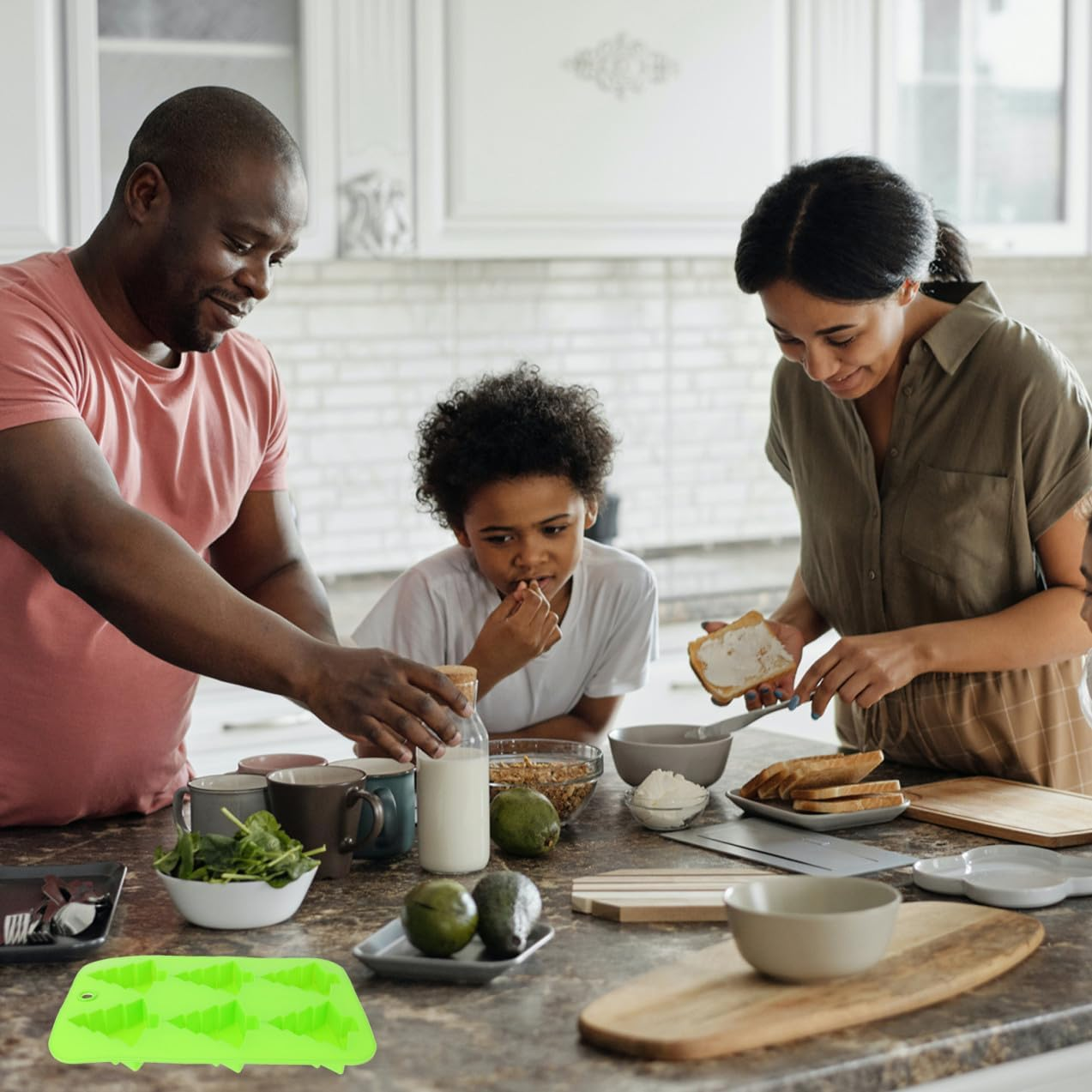 Ciieeo 2Pcs Silicone Moulds Christmas Tree Molds Cake Baking Molds for Fondant image number 1