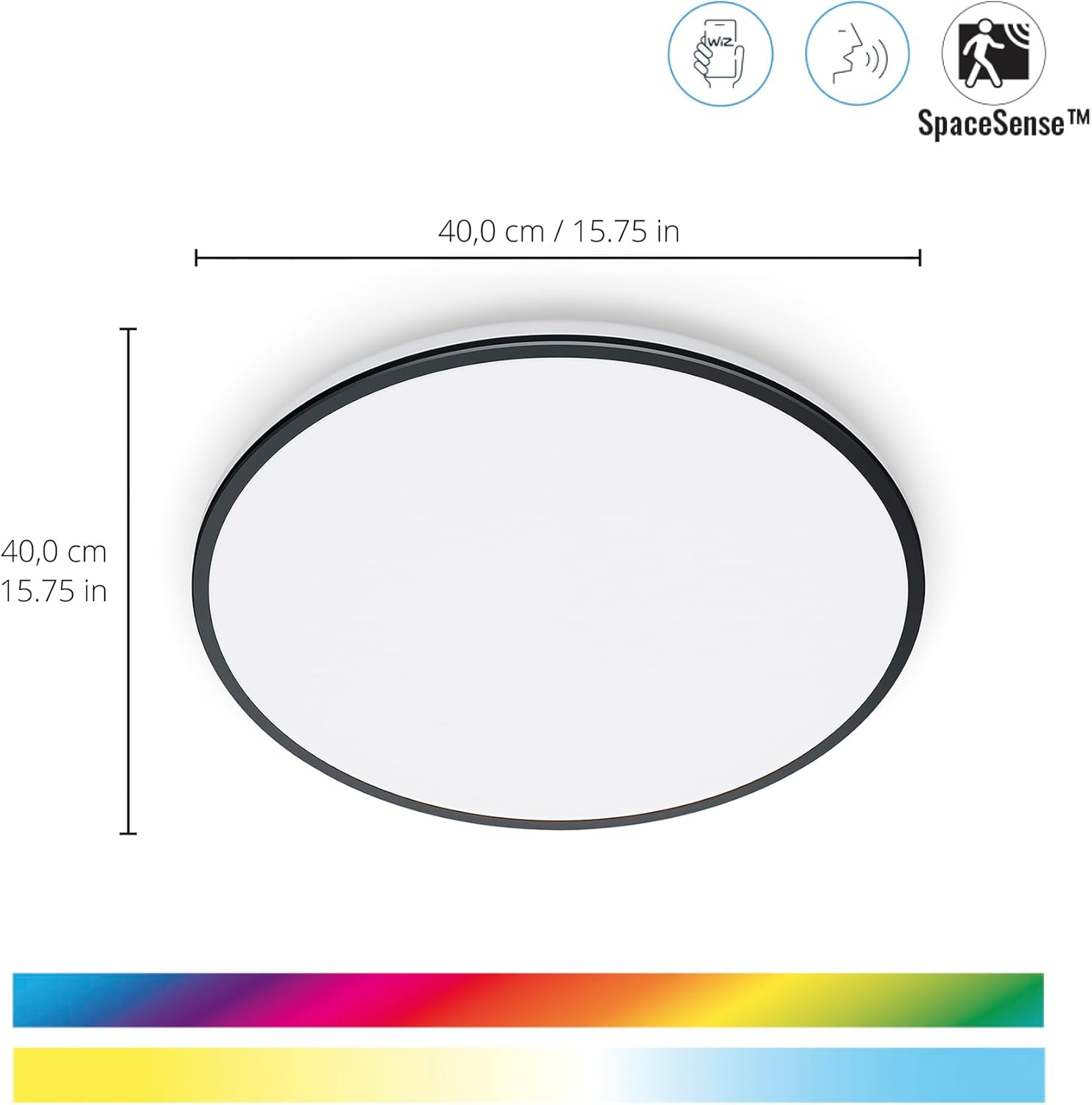 Wiz Colour Arca Smart Connected Wifi Dual Zone Ceiling Light. [Black] App Control for Indoor Home Lighting, Livingroom and Bedroom image number 4