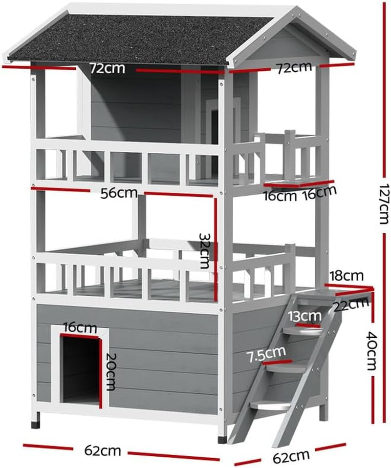 I.Pet 3-Tier Rabbit Hutch Wooden Cat House Cage, Chicken Coop Shelter Outdoor Small Animal Dog Pet Houses Kennel Enclosure Indoor Condo Guinea Pig Kitty, with Roof Weatherproof 2 Escape Doors image number 5