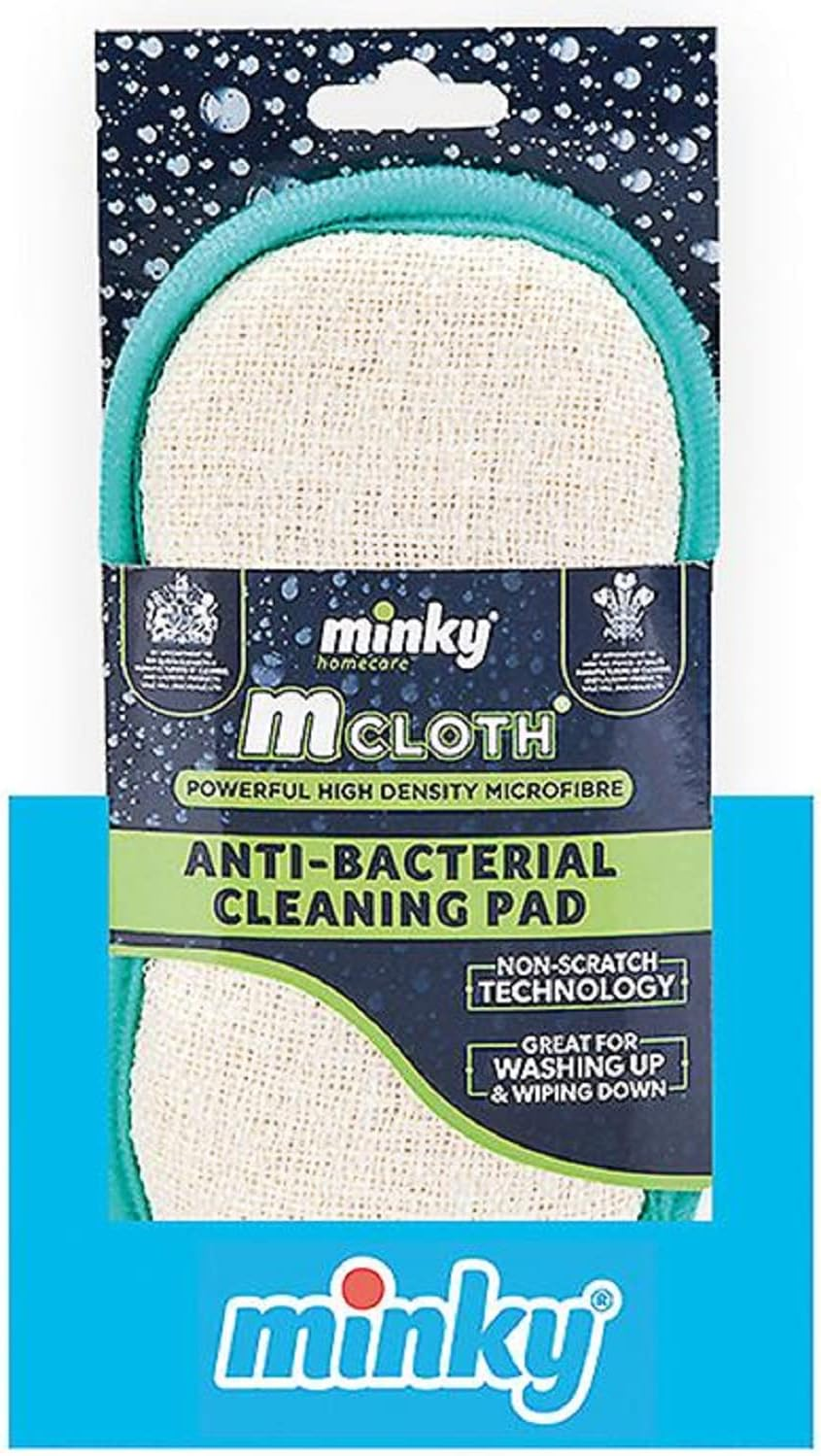 Minky M Cloth Anti-Bacterial Cleaning Pad - Dual-Sided Microfibre Cleaning Cloth for Household Cleaning - Minky Household Cleaning Products with Non-Scratch Technology