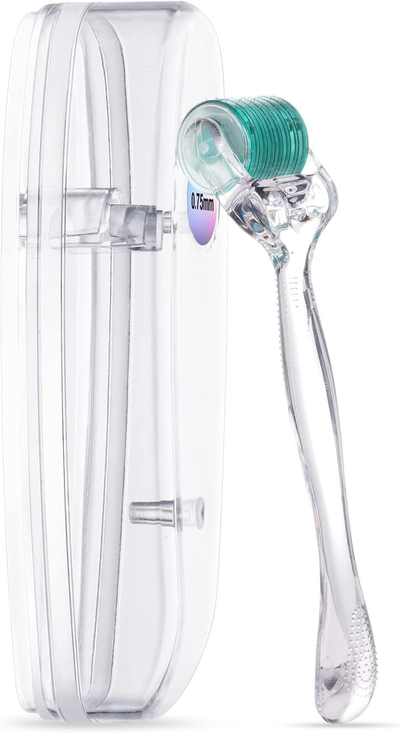 Derma Roller for Hair & Beard Growth, 0.75Mm Microneedle Roller for Skin Care, Fine Lines, and Pore Reduction, Stimulate Hair Growth, Use for Men and Women Haheihei image number 1