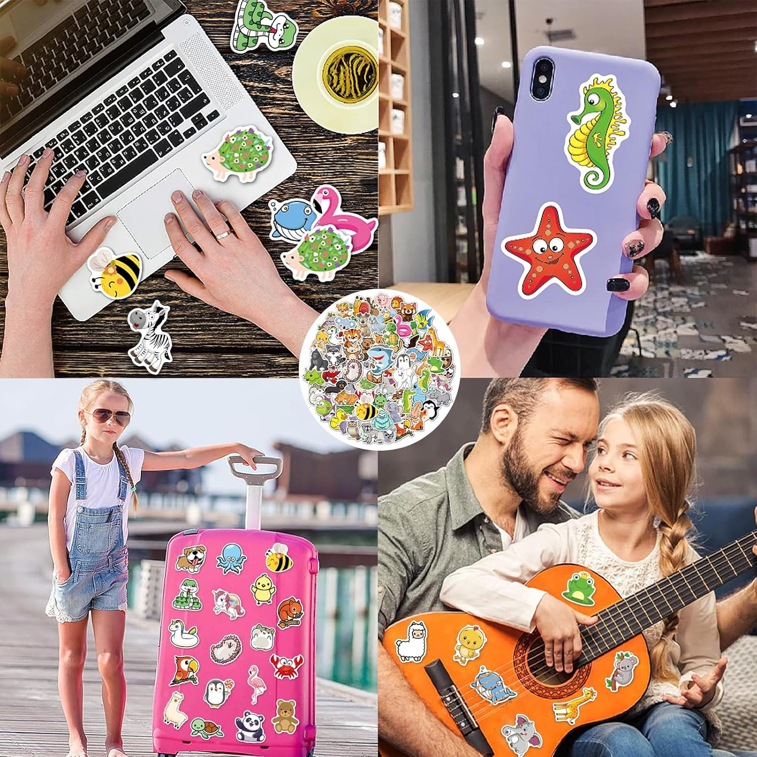 100PCS Cute Animal Stickers for Kids | Waterproof Cartoon Stickers for Water Bottles,Phone, Laptops, Skateboards | Sticker Aesthetic Packs for Girls Teens