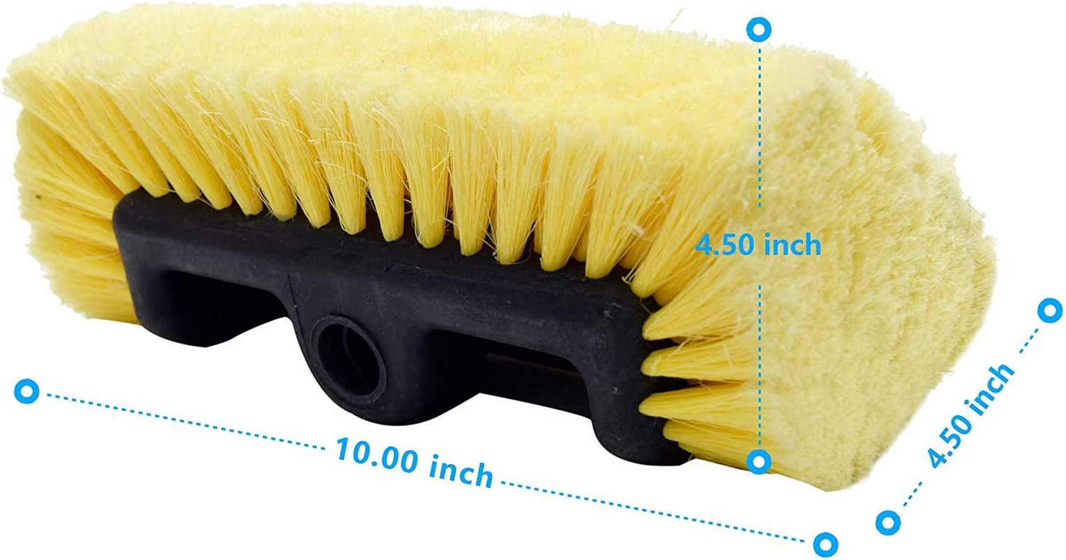 CARCAREZ 10" Car Wash Brush with Soft Bristle for Auto RV Truck Boat Camper Exterior Washing Cleaning, Yellow image number 2