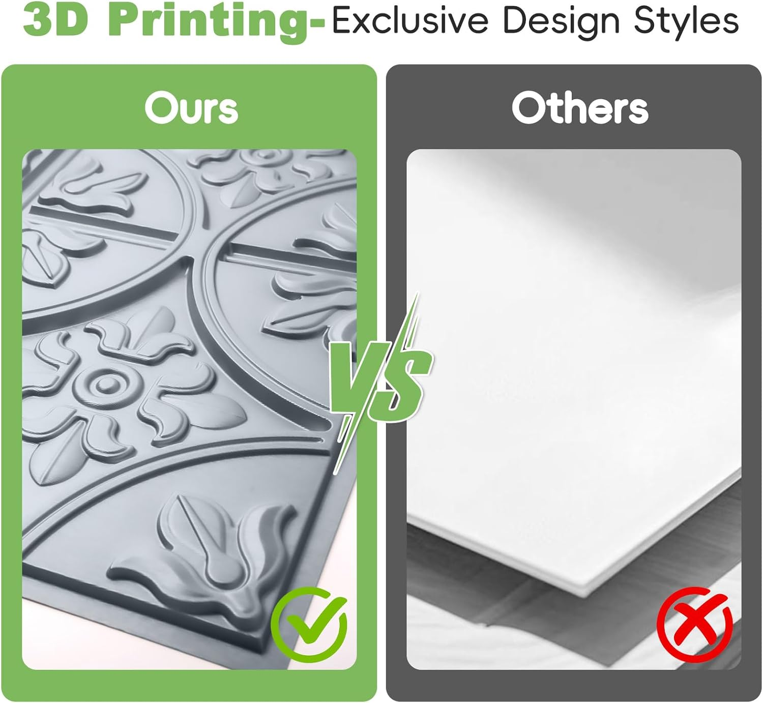 Art3D Drop Ceiling Tiles 2X2, Glue-Up Ceiling Panel, Fancy Classic Style in Gray