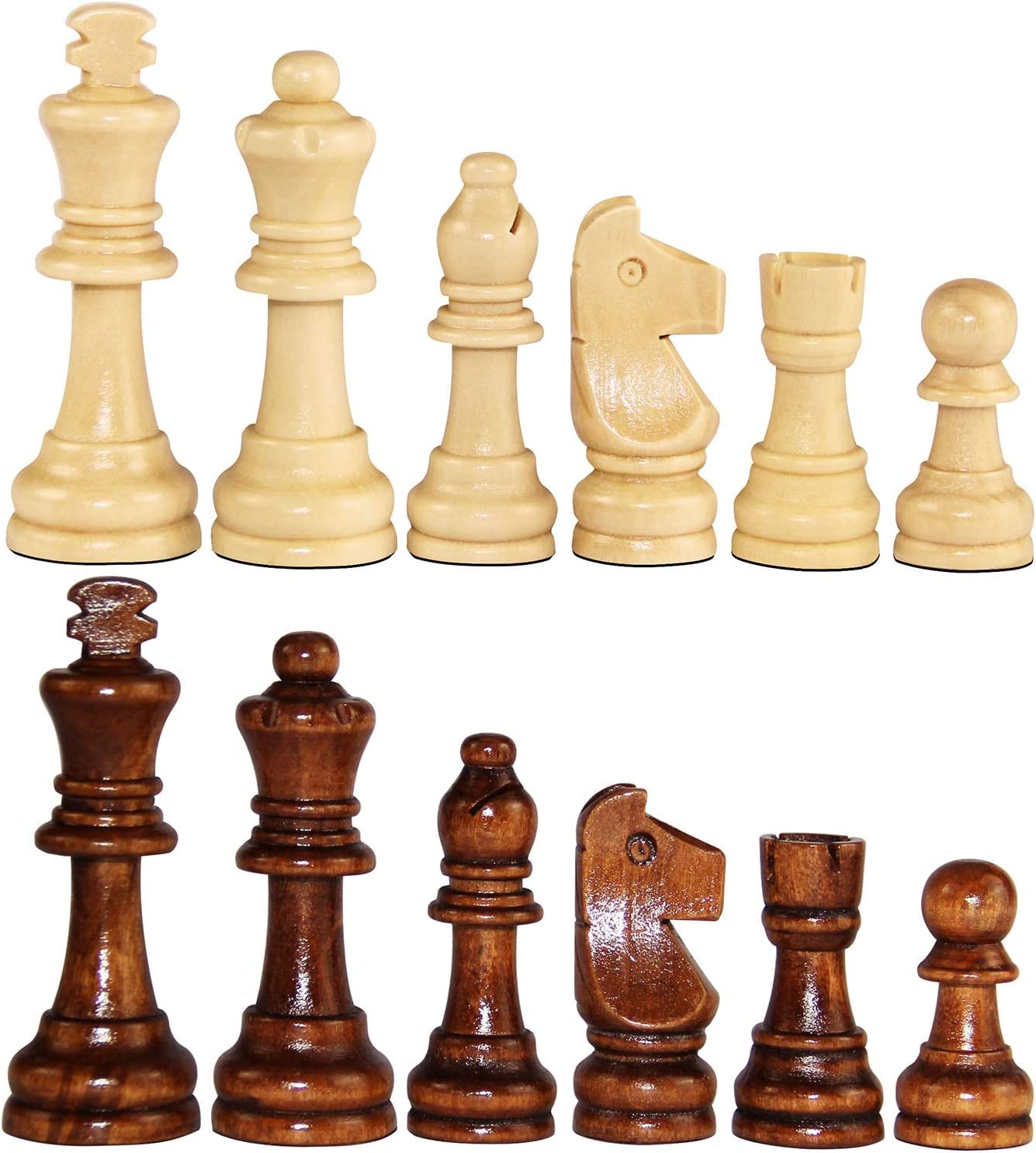 ASNEY Wooden Chess Pieces, Tournament Staunton Wood Chessmen Pieces Only, 3.15" King Figures Chess Game Pawns Figurine Pieces, Includes Storage Bag image number 4