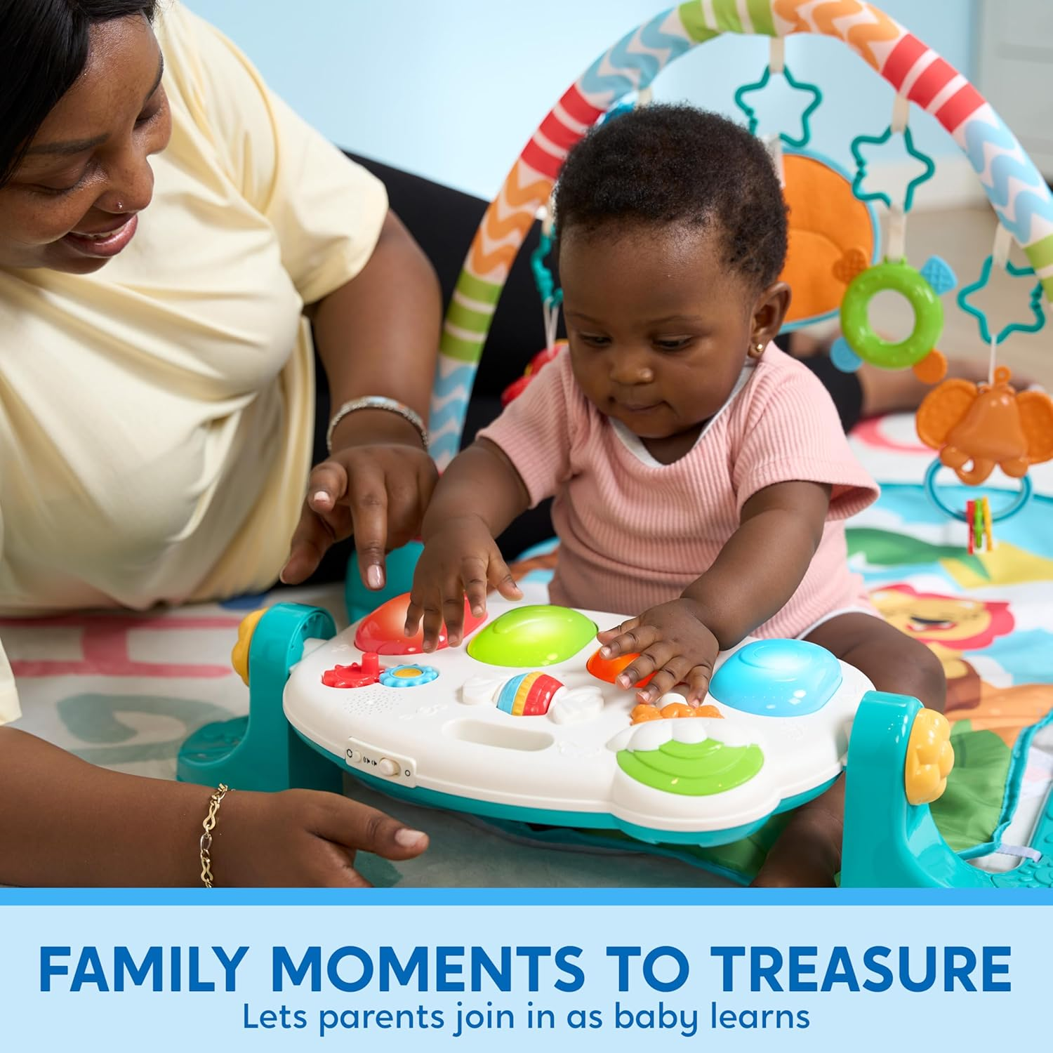 SYNCFUN Baby Play Mat, Tummy Time Mat Toys, Baby Musical Learning Toys 0-6 Months, Adorable Animal-Themed Play Gym with Piano Panel, Newborn Gifts for 0-3 6 9 12 Months image number 4