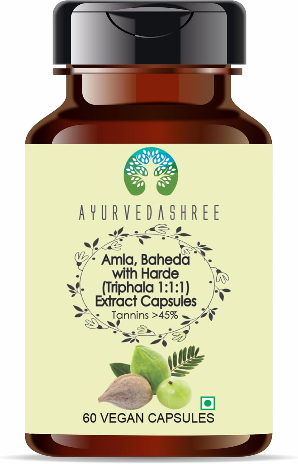 Triphala Extract 500Mg - 60 Vegetarian Capsules | Amla, Baheda & Harad Extract | | All Natural | 100% Vegan | Gluten-Free | GMP Certified. image number 2