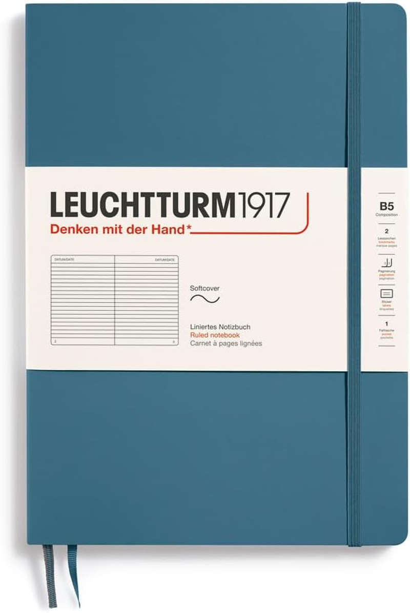 LEUCHTTURM1917 365633 Notebook Composition (B5), Soft Cover, 123 Numbered Pages, Rising Sun, Blank