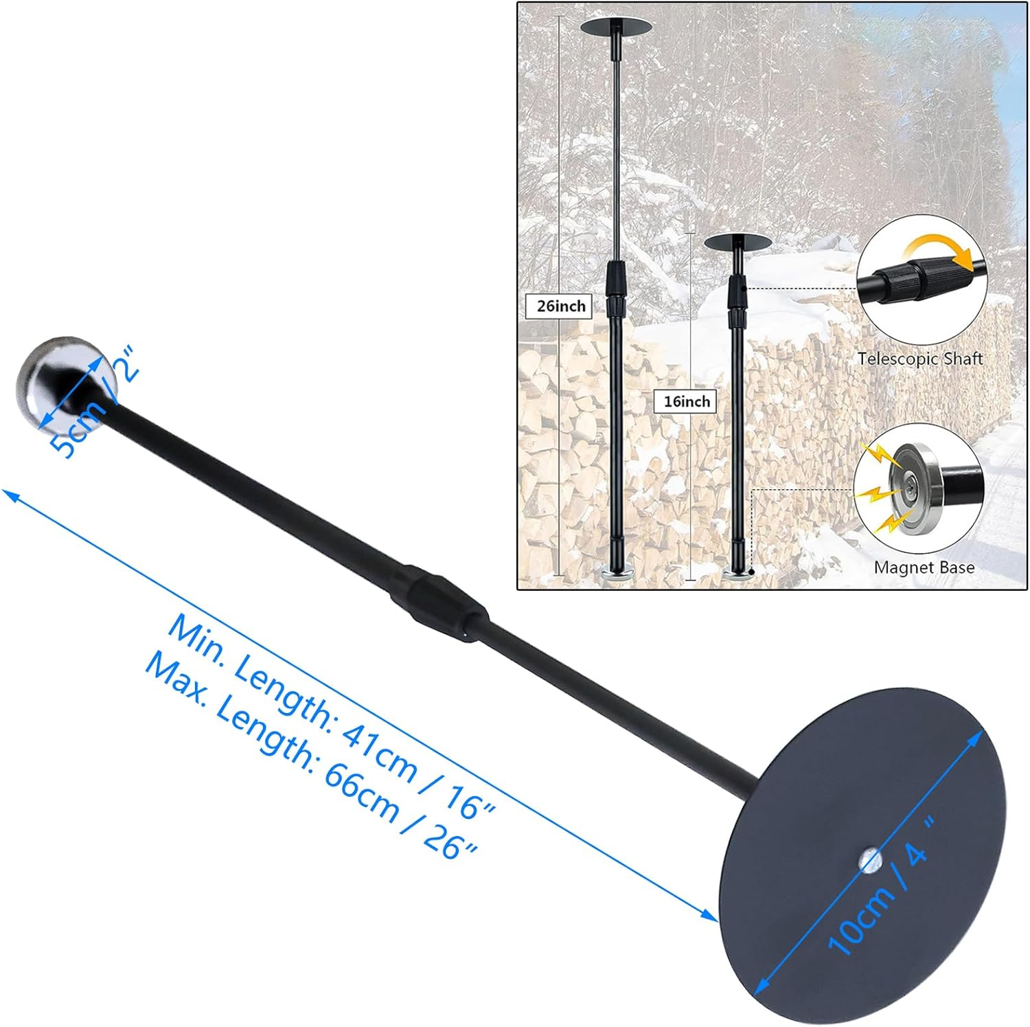 Auto-Plaza 2X Strong Magnetic Firewood Measuring Tool, 16 Inches to 29 Inches Adjustable Measure Firewood Sawing Chainsaw Wood image number 3