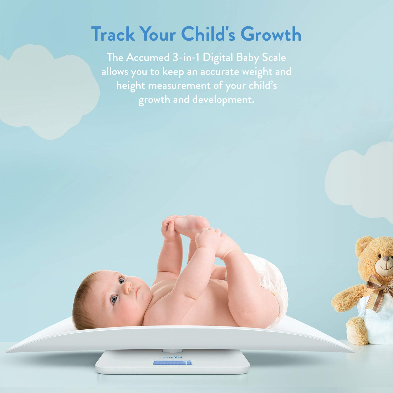 Accumed Baby Scale, Pet Scale, Multi-Function Toddler Scale, Digital Baby Scale, Blue Backlight, Weight and Height Track image number 5