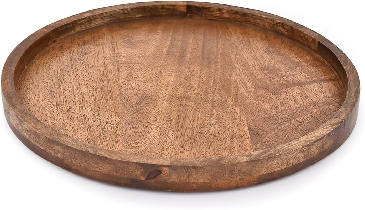 EDHAS round Wooden Decorative Candle Holder Tray for Coffee Table Centerpieces Modern Farmhouse Home Decorations (12" X 12" X 1") image number 2