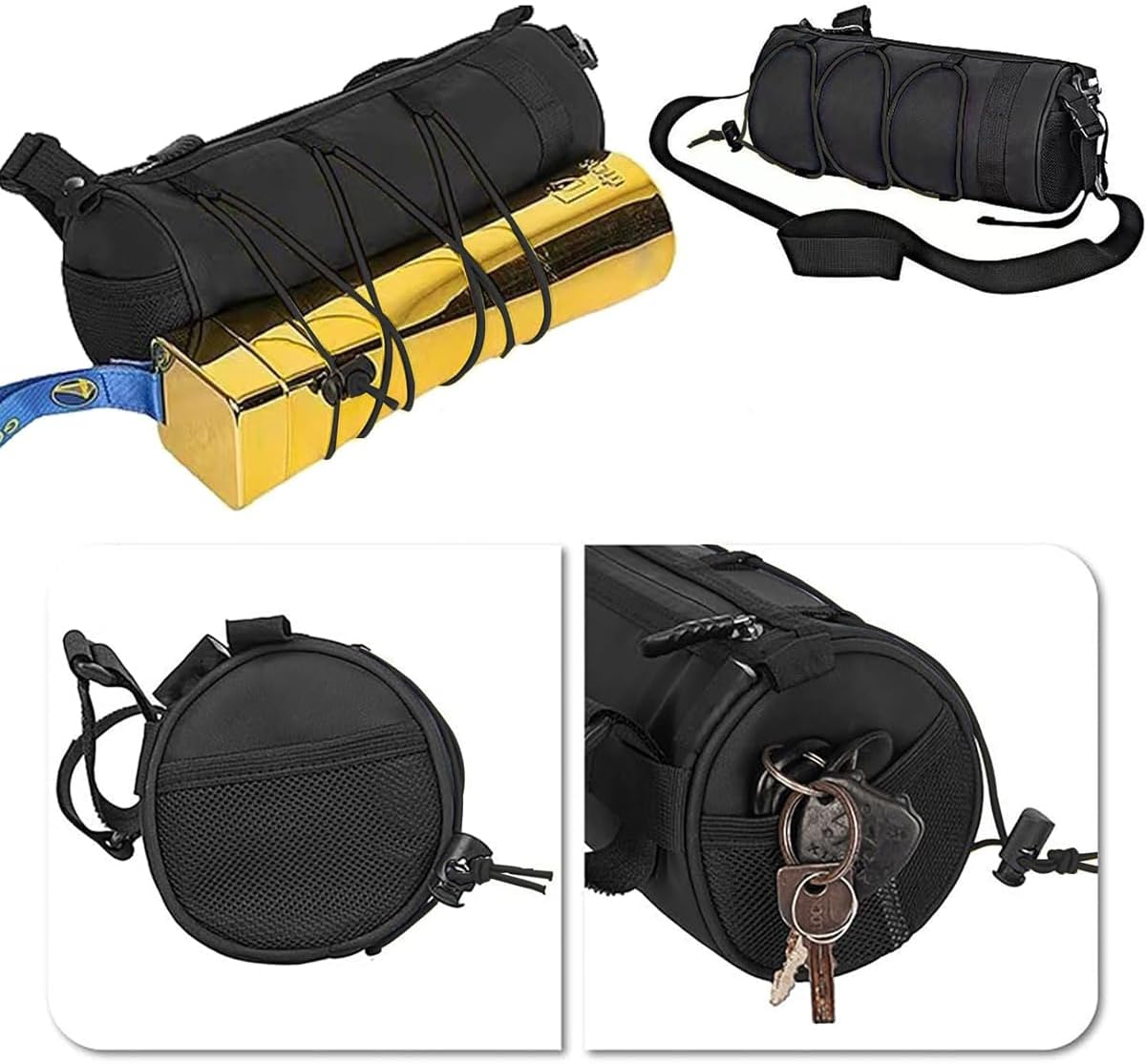 AIMALL Multi-Purpose Bicycle Handlebar Bag &ndash; 8.66"X4.33" Waterproof Nylon Front Tube Saddle Pouch with Adjustable Straps for Mountain & Road Bikes image number 2