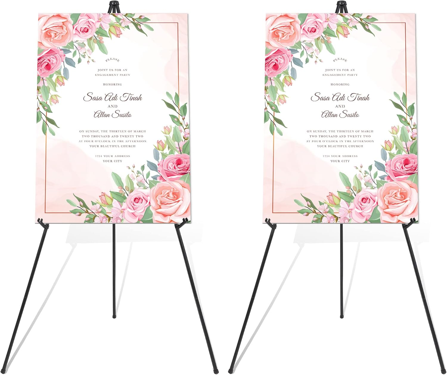 DDEAT Easel Stand for Wedding Sign & Poster 63'' Easels for Display Portable Art Easel for Floor Adjustable Metal Easel Black image number 3