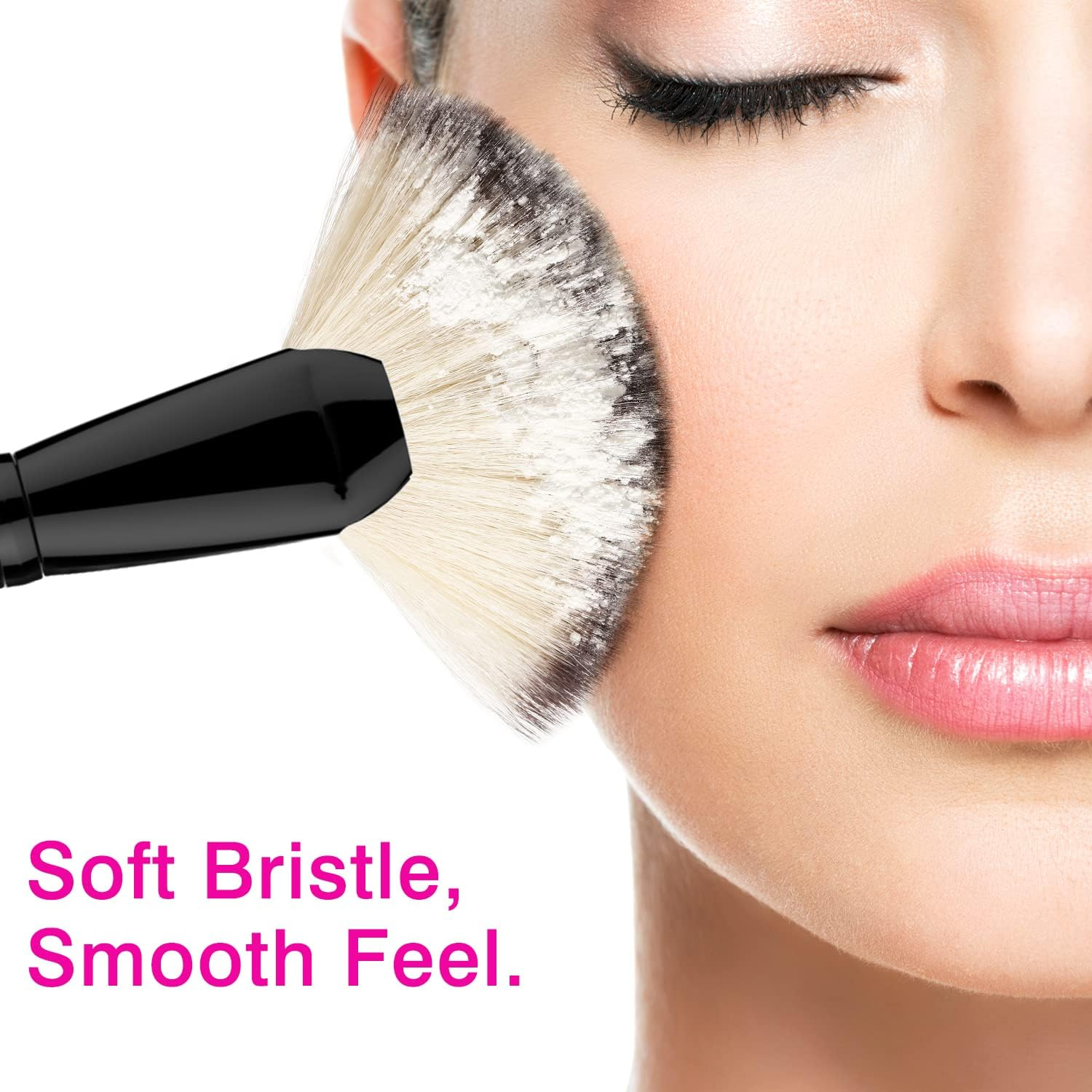 Fan Makeup Brush, Luxspire Professional Highlighting Make up Brush Blush Bronzer Cheekbones Brush, Single Large Soft & Dense Face Bulsh Powder Foundation Brushes Make up Tool, Black, Black, 5.51X1.69 Inch (Pack of 1), Makeup Brush