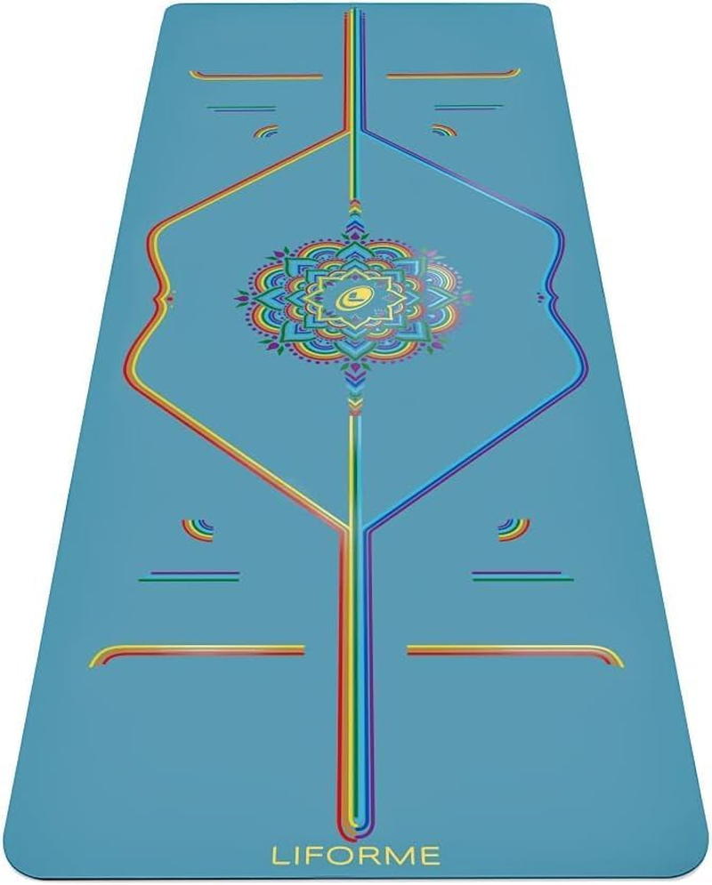 Liforme Printed Yoga Mat Collection - Free Yoga Bag Included - Patented Alignment System, Warrior-Like Grip, Non-Slip, Eco-Friendly, Biodegradable, Sweat-Resistant, Long, Wide and Thick for Comfort