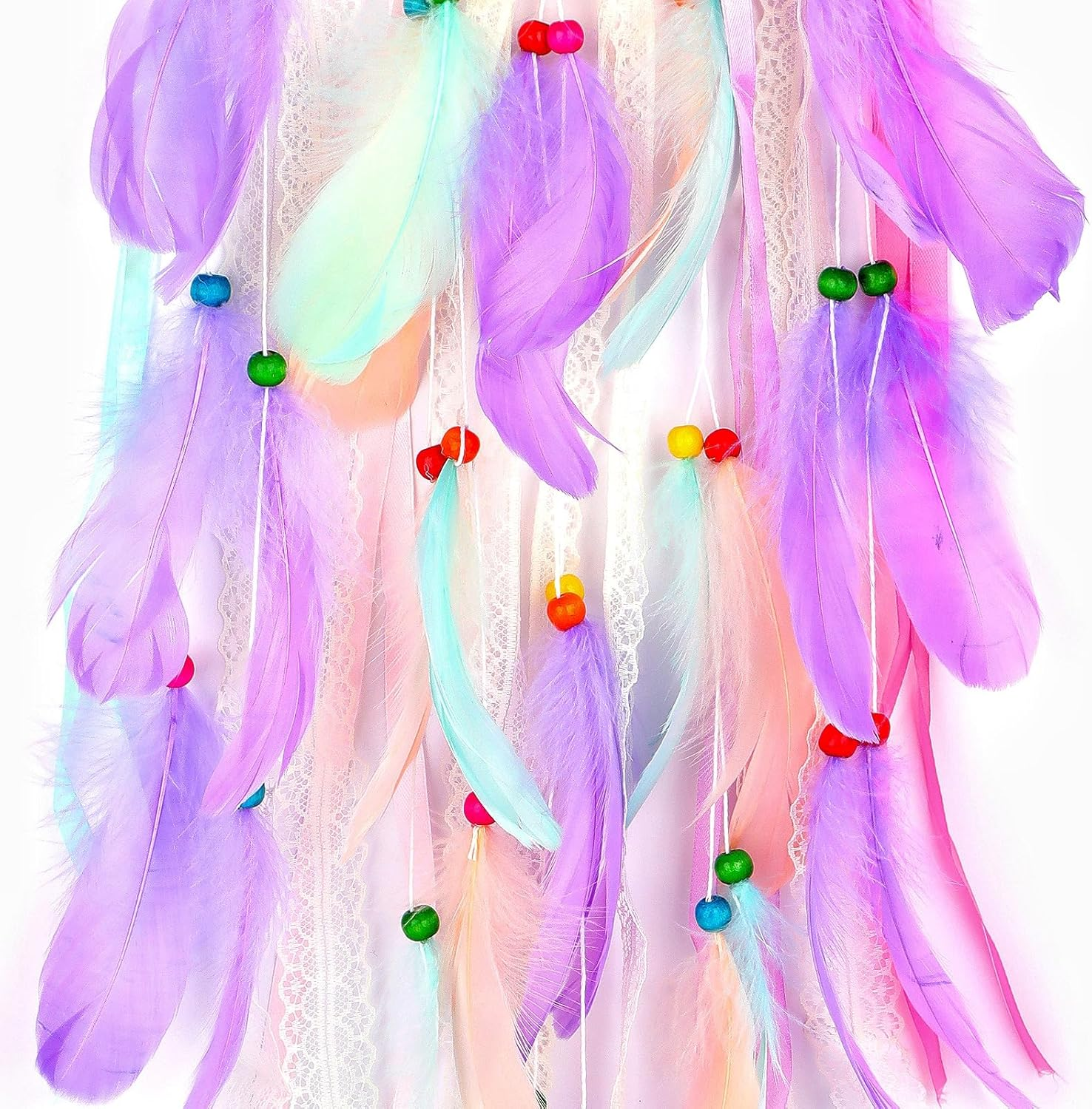 Taefuhnn Unicorn Dream Catcher Wall Hanging Ornament with Colorful Feathers Beads for Baby Girls Bedroom Decor, Purple Unicorn Dream Catcher for Home Decor Handmade Crafts Baby Shower Festival Gift image number 2