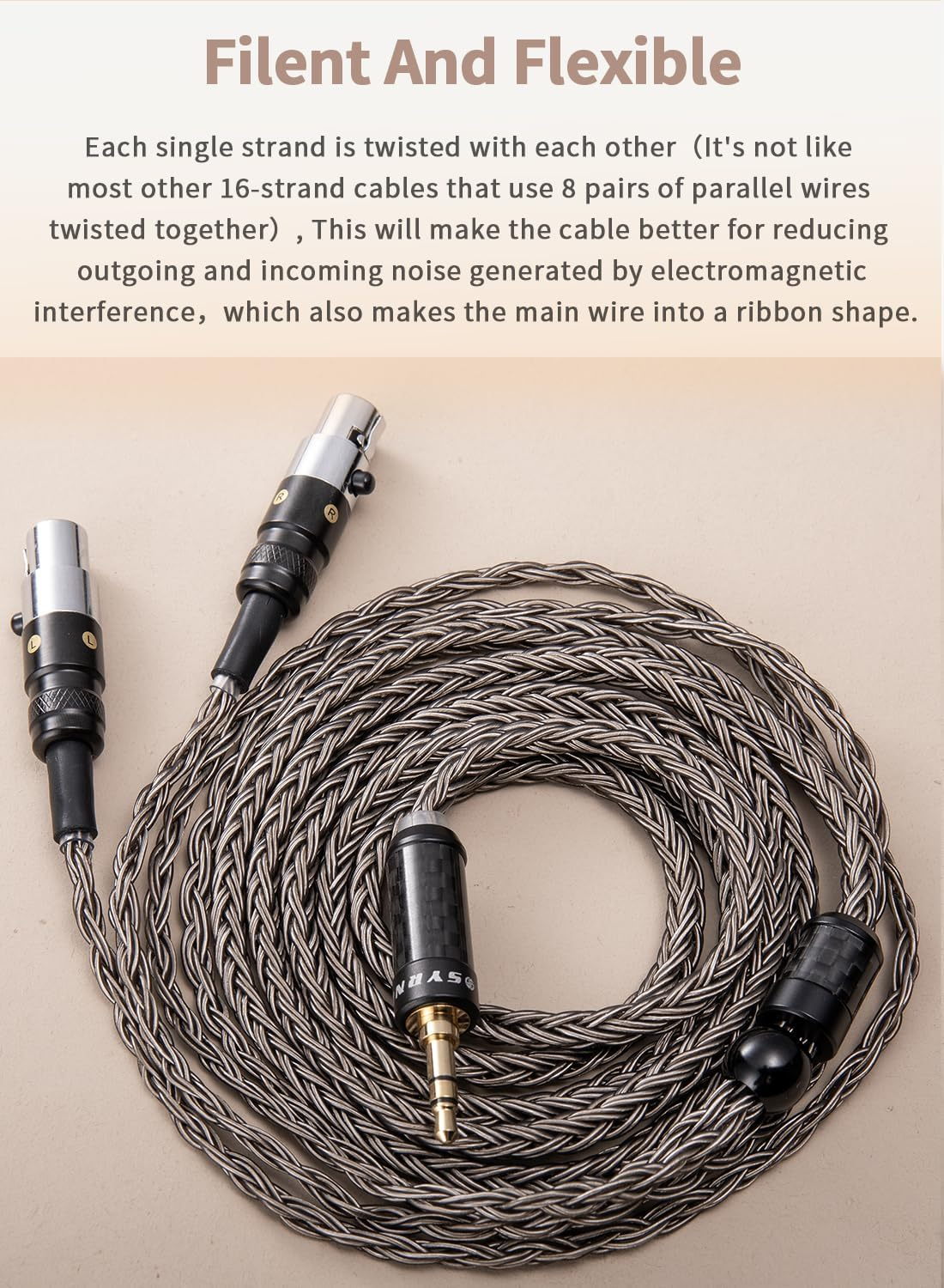 SYRNARN 4.4Mm Balanced Headphone Cable Compatible with AUDEZE LCX-X LCD-XC LCD2 LCD3 LCD4 - MEZE Empyrean, Elite, Empyrean 16 Core Replacement Cord (With 4.4Mm Balanced, 1.5Meters/5Ft) image number 4