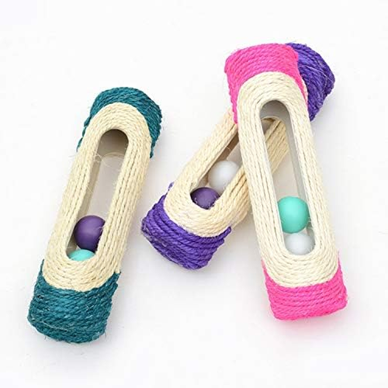 Pet Toys Cat Scratch Board Training Toy Pet Supplies Cat Rack Rolling Sisal Scratching Trapped Ball with Three Balls, Random Color Delivery Pet Toys image number 1