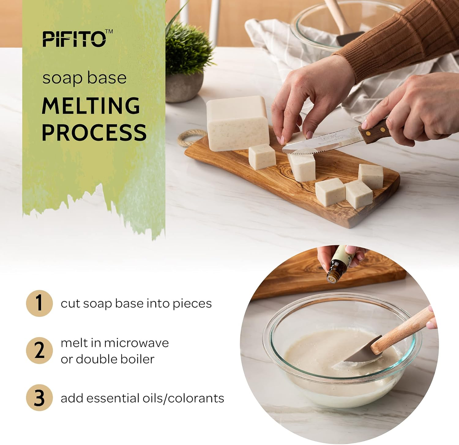 Pifito Premium Oatmeal Melt and Pour Soap Base (5 Lb) - Natural Vegetable Glycerin Soap Base - Excellent Hand Soap Making Supplies image number 1