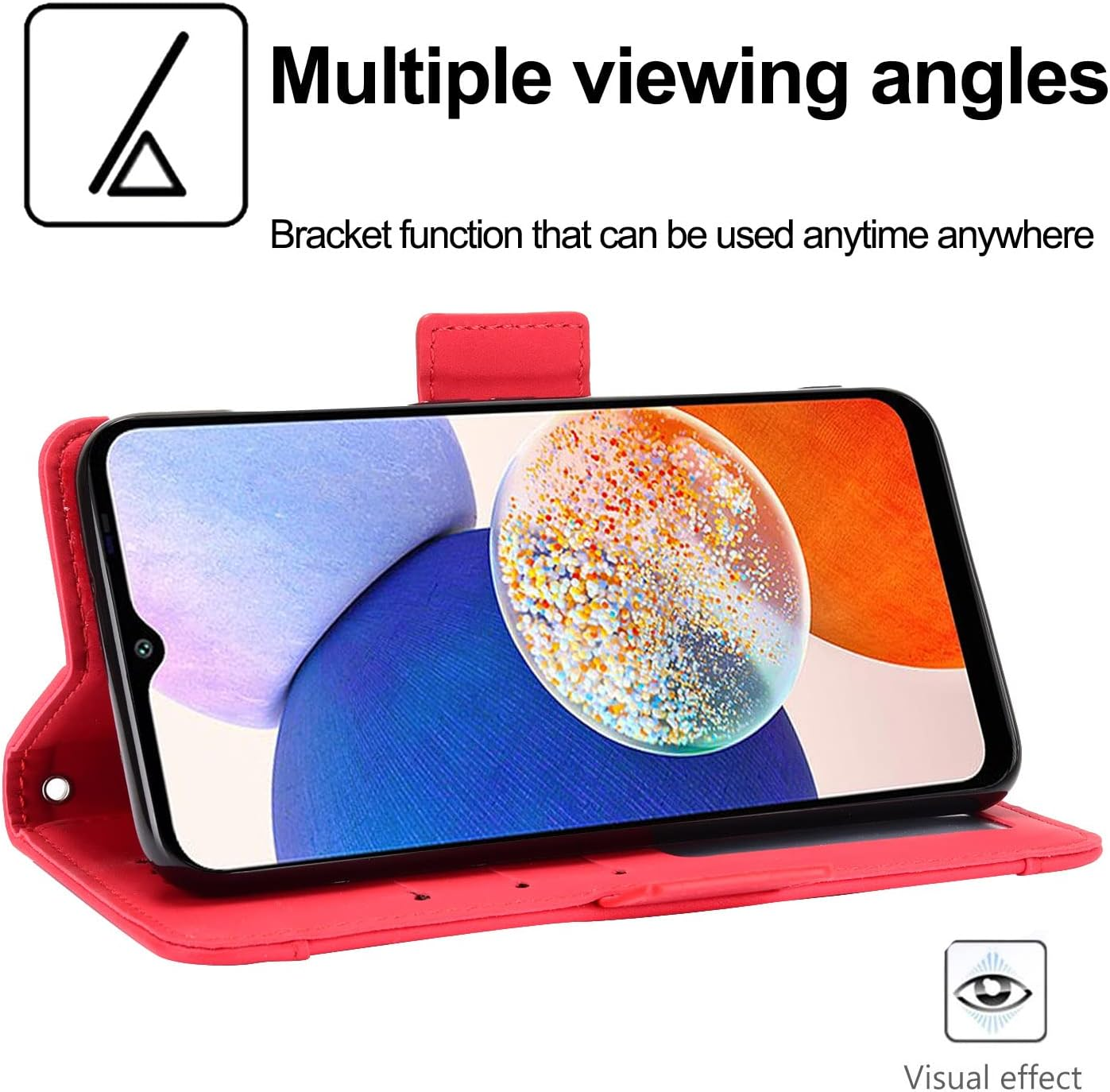 Asuwish Compatible with Samsung Galaxy A14 5G Wallet Case and Tempered Glass Screen Protector Card Holder Stand Leather Flip Cell Accessories Phone Cover for Gaxaly a 14 2023 14A Women Men Red