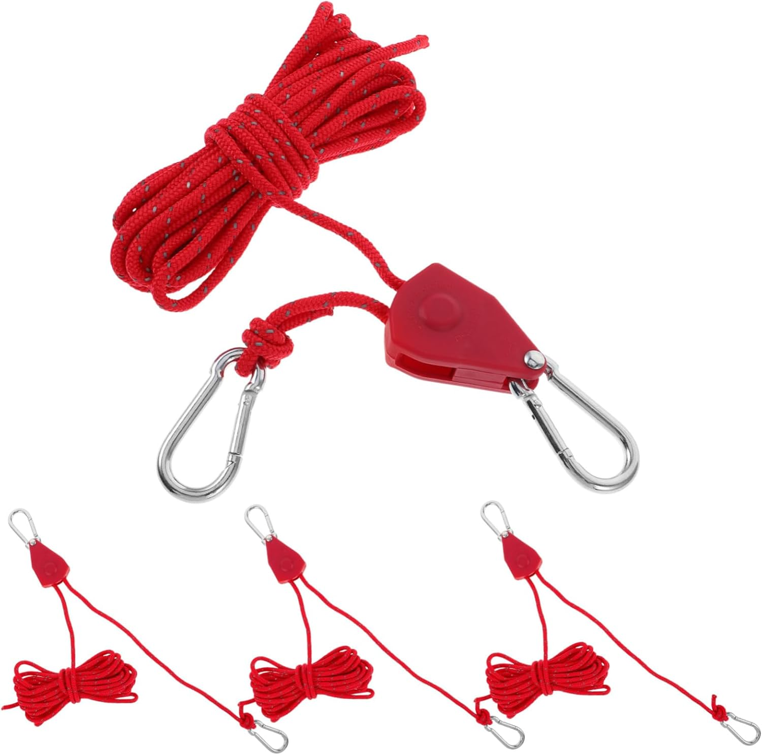 BESPORTBLE Tent Windproof Carabiner Reflective Tent Rope Adjustable Rope Tarp Tie Downs Tent Rope Tensioner Pulley Tent Ropes and Tensioners Camping Rope Stainless Steel Black