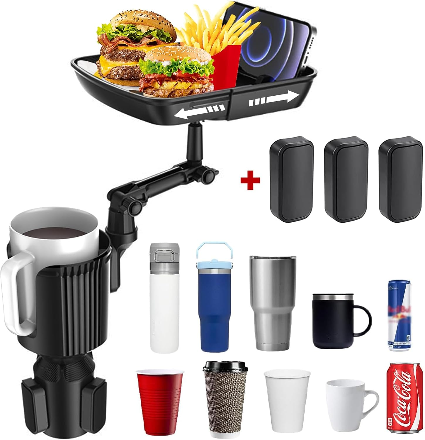 Upgraded Car Cup Holder Coaster, 4Pcs Car Cup Expanding Holder Adapter Insert Coaster Car Drink Extender Auto Interior Accessories for 2.75" Mug Cup/Bottle Mat