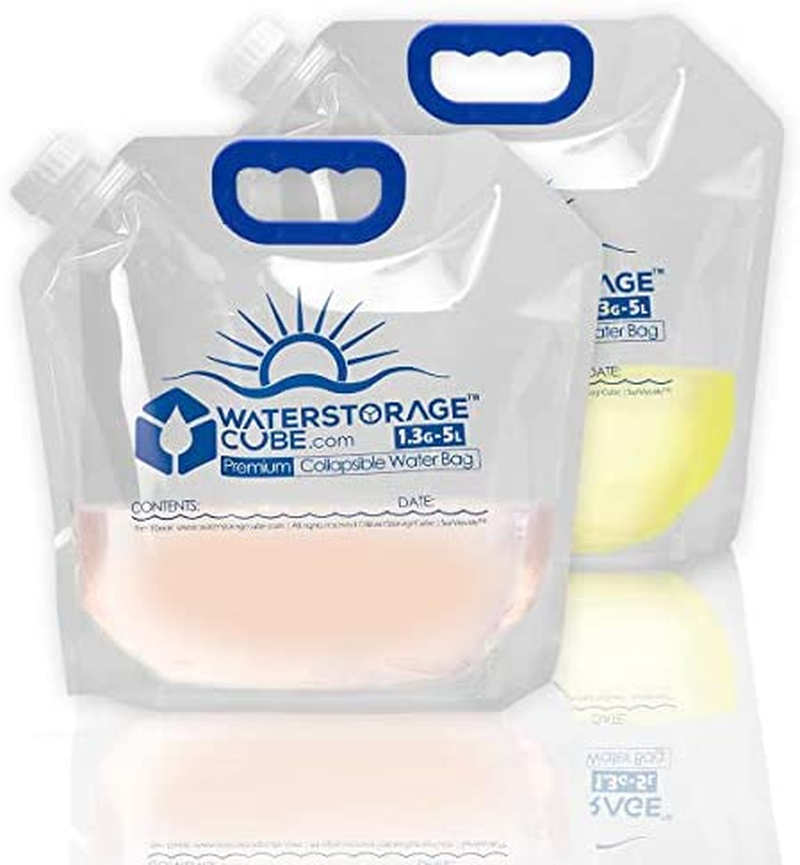 Waterstoragecube Premium Collapsible Water Container Bag, BPA Free Food Grade Clear Plastic Storage Jug for Camping Hiking Backpack Emergency, No-Leak Freezable Foldable Water Bottle 1.3 Gallon 10Pack image number 6