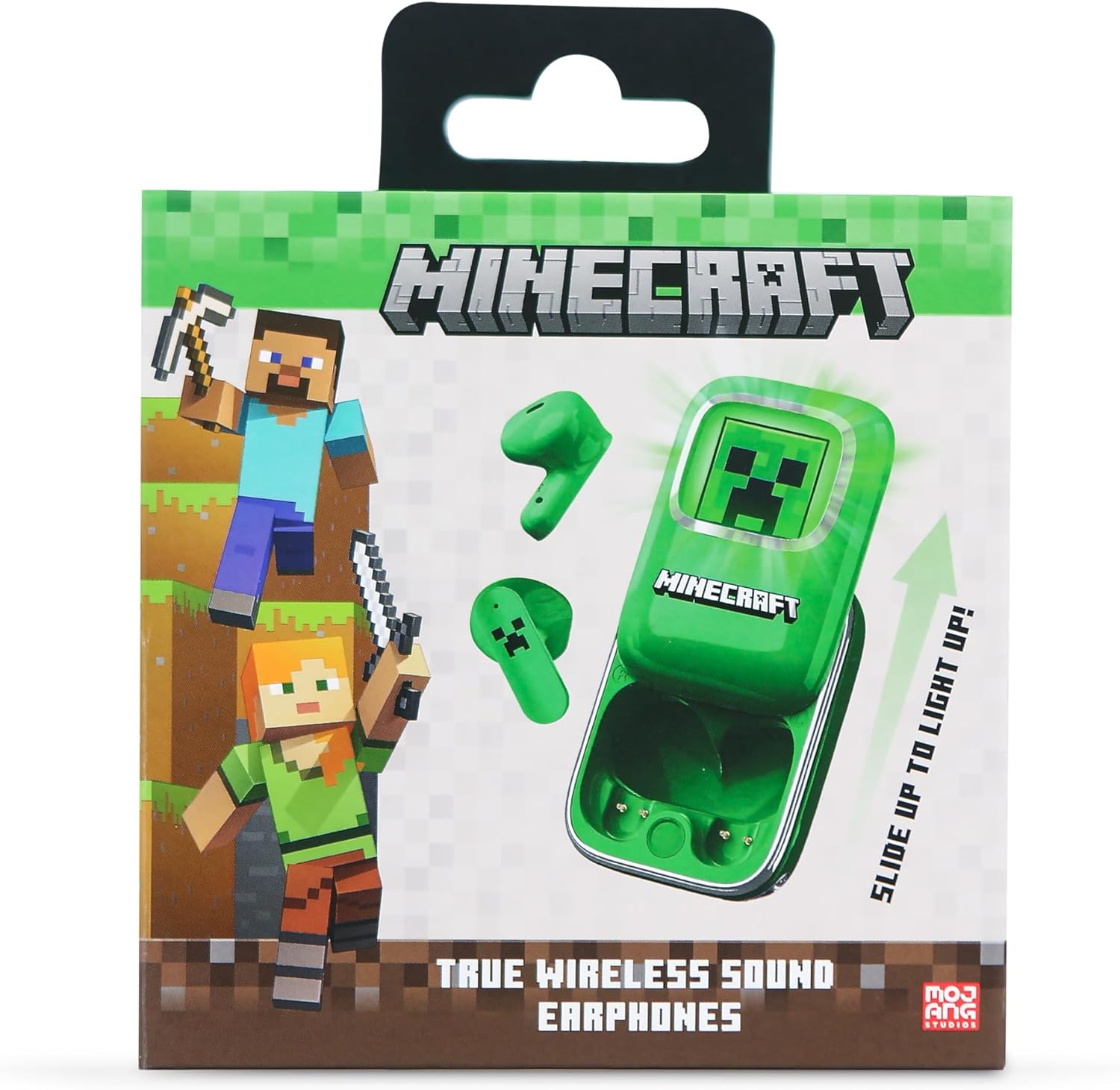 OTL Technologies MC1316 Minecraft Creeper Slide TWS Earphones with LED Light up Charging Case - Green image number 2