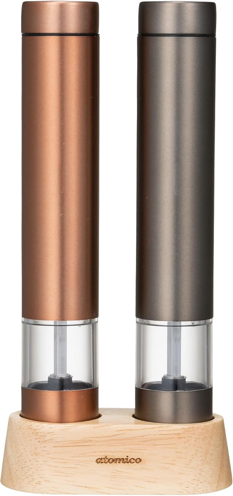 CBJAPAN Electric Mill, Pepper Mill, Copper & Graphite Gray, Set of 2, Exclusive Wood Stand, for Rock Salt, Pepper, Spices, Adjustable Coarseness, Atomico image number 6