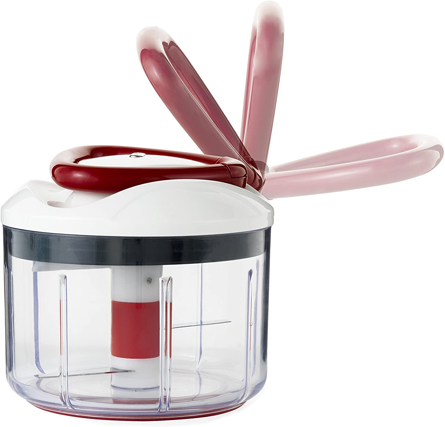 ZYLISS Easy Pull Food Chopper and Manual Food Processor - Vegetable Slicer & Dicer, Hand Held - Stainless Steel Blades, Ergonomic Handle, Non-Slip Feet, Food Holder for Safety, 750Ml Capacity