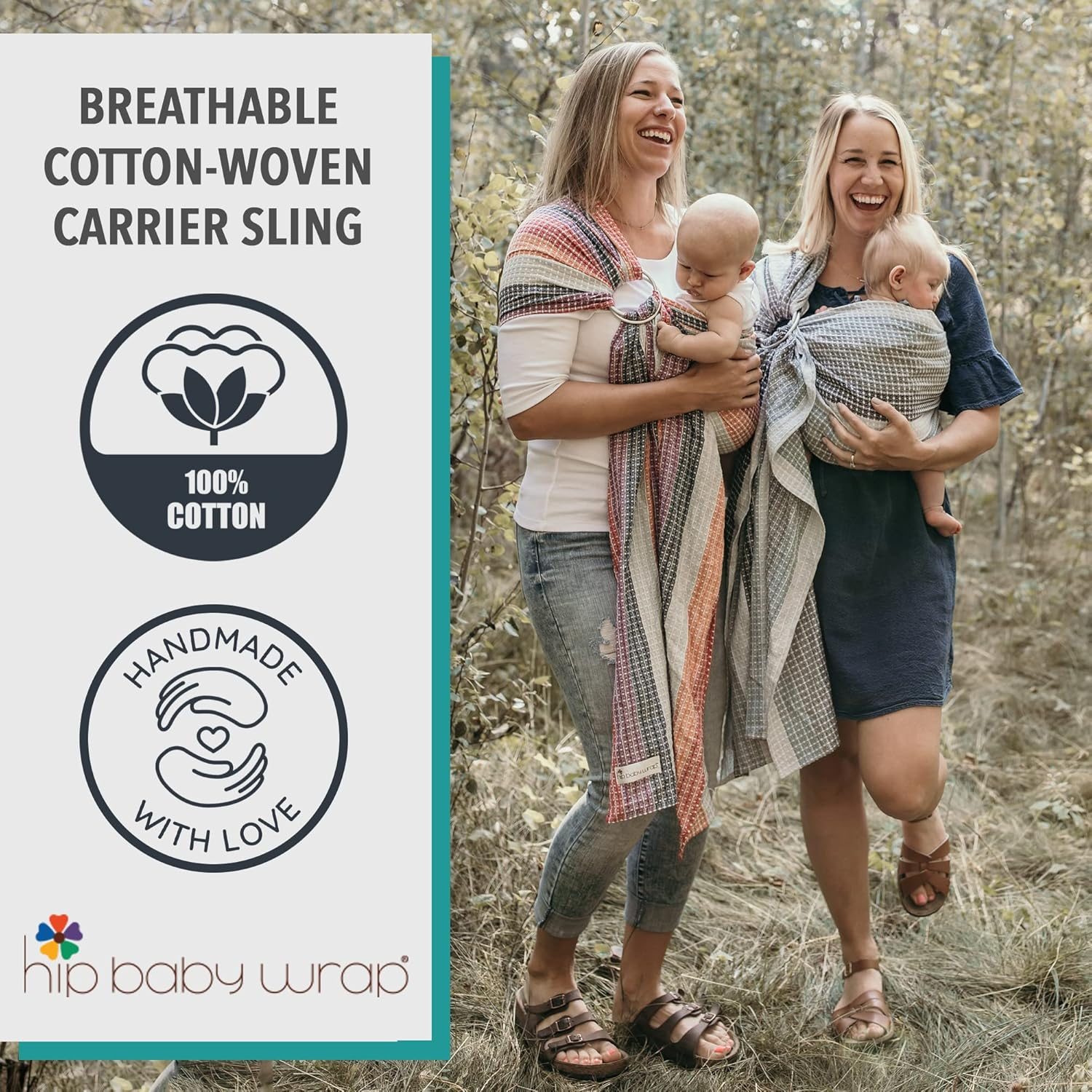 Hip Baby Wrap Ring Sling Baby Carrier for Infants and Toddlers - 100% Soft Cotton Baby Wraps Carrier for Babies 8-35 Lbs - Perfect Baby Shower Gifts Moms and Dads - Nursing Cover (Summer Rainbow) - Jungle image number 3
