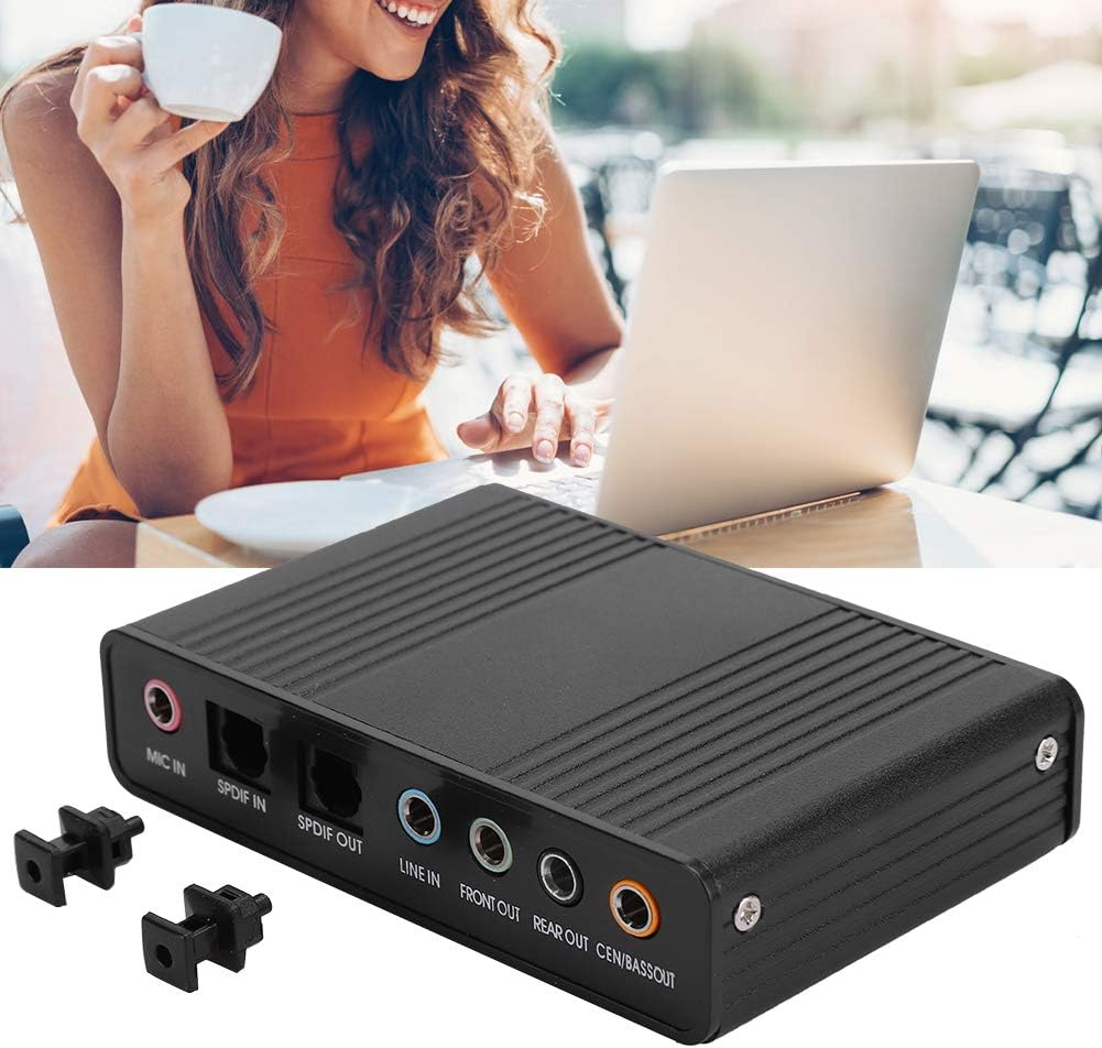 External Sound Card for Laptop, DM HD10 Aluminium Sound Card for Karaoke Recording, USB 5.1 Optical Sound Card. image number 2
