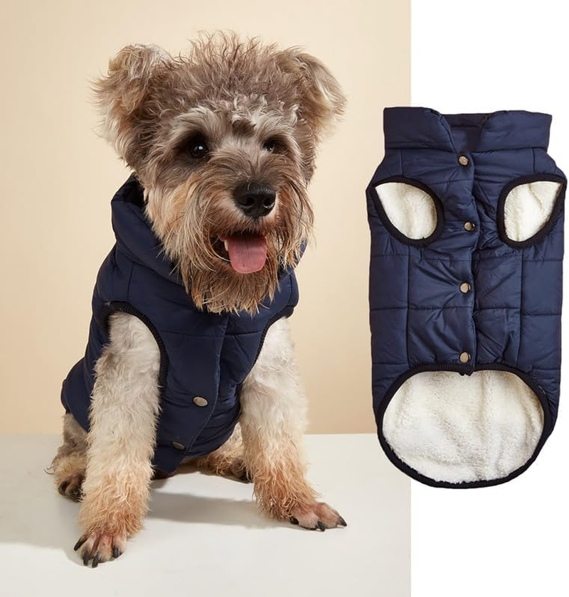 Dog Cosy Fleece Jacket Winter Lined Coat Clothes Warm Padded for Small Medium Large Dogs (Coffee, L)