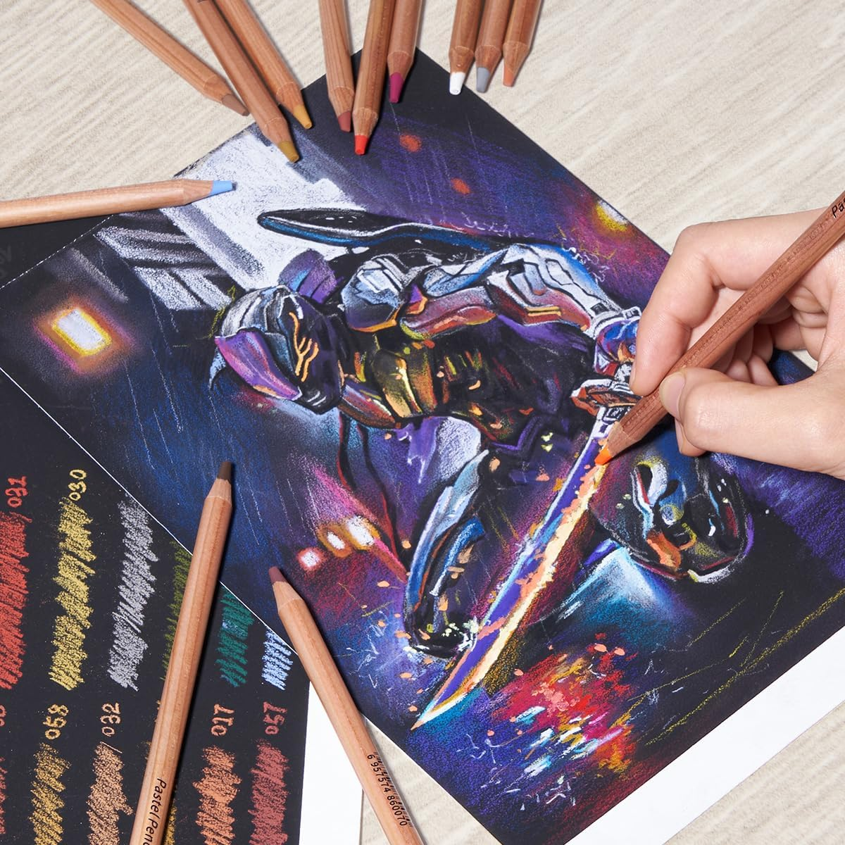 LIGHTWISH Professional Pastel Pencils for Artists Set of 24 Colors for Portrait Painting and More -Ideal for Mixed Media Layering, Blending, and Mark Making as Well as Traditional Paste Painting image number 6