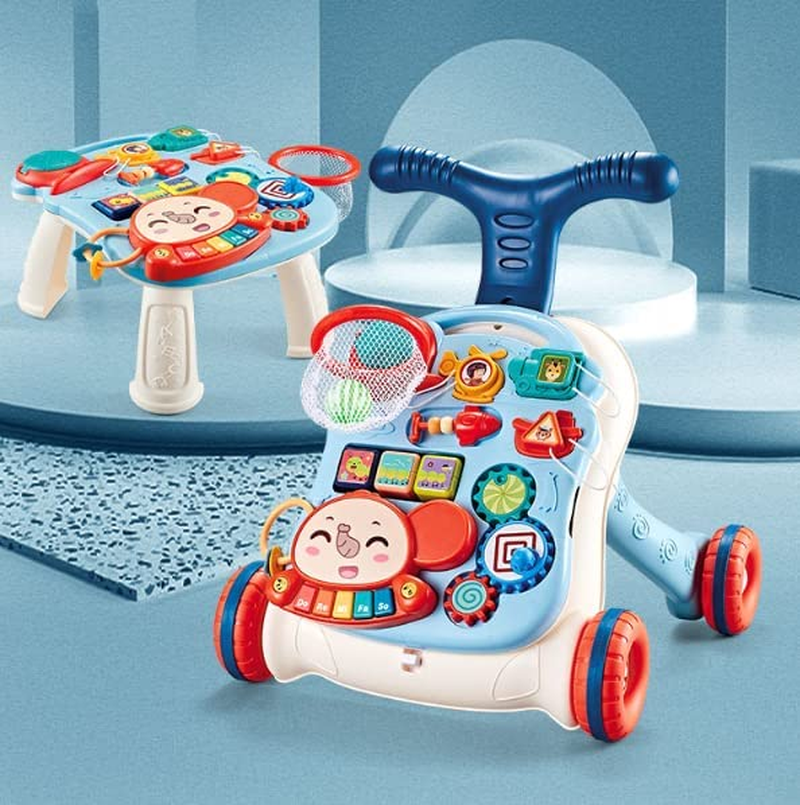Baby Walker 3In1 Adjustable Height Kids Walker Toy Children'S Music Walker Weight Gain Design Table Lights Music Phone Steering Wheel for Toddlers Boys Girls image number 1