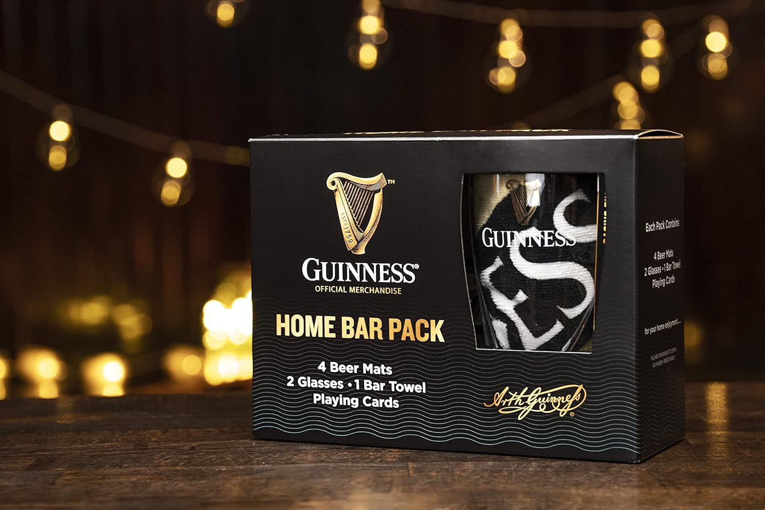 Official Guinness Home Bar Pack with Mats, Glasses, Towel & Cards image number 6