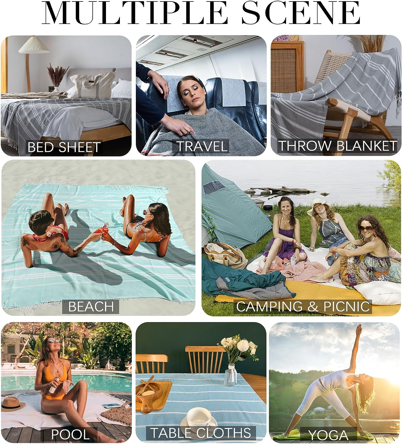 Giant Turkish Beach Towel Blanket Extra Large Boho Throw Blanket Jumbo Fast Drying Soft Thin Sandless Compact Oversized No Sand Repellent anti Resistant Repels Sandfree Chamois Women Men Adult Gifts image number 4