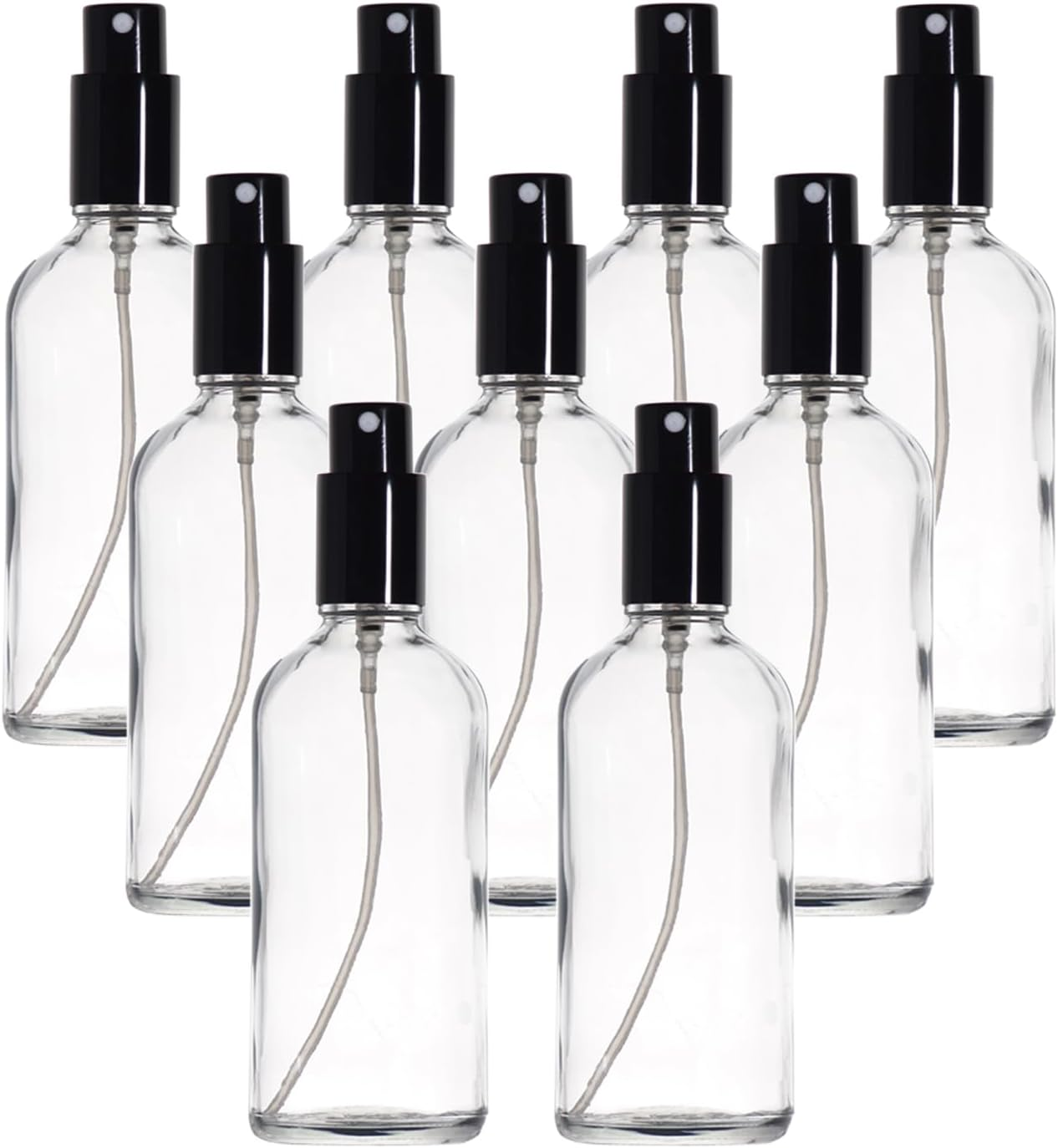 YIZHAO Transparent Spray Bottle 100 Ml, Small Glass Spray Bottle with Atomiser for Essential Oils, Cosmetics, Perfume, Cleaning, Travel Bottle, Pharmacist, Set - 9 Pieces image number 2