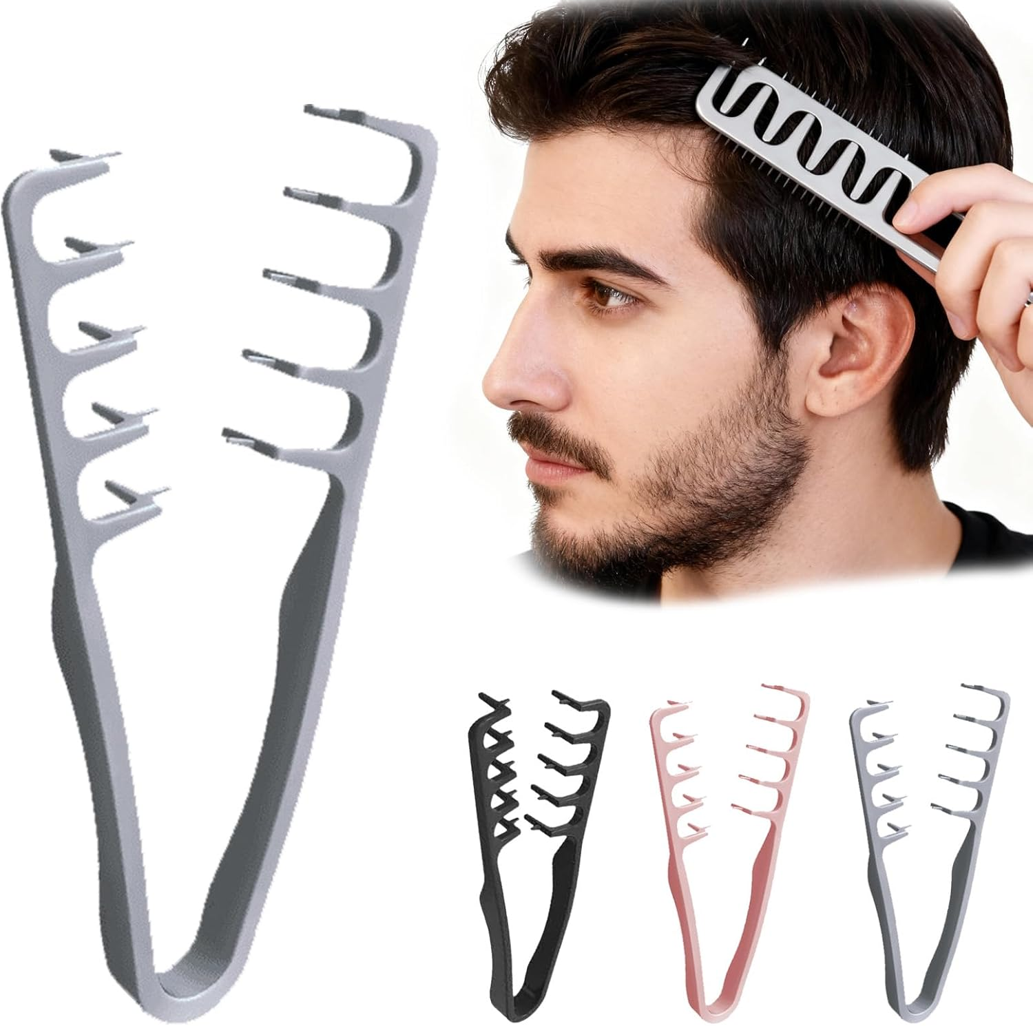 BSITSSS 3 PCS Texture Comb, Wide Tooth Hair Styling Comb, Roots Volume Tool Curly Hair Combs for Men Women Barber Hairdressing Grooming Accessory image number 1