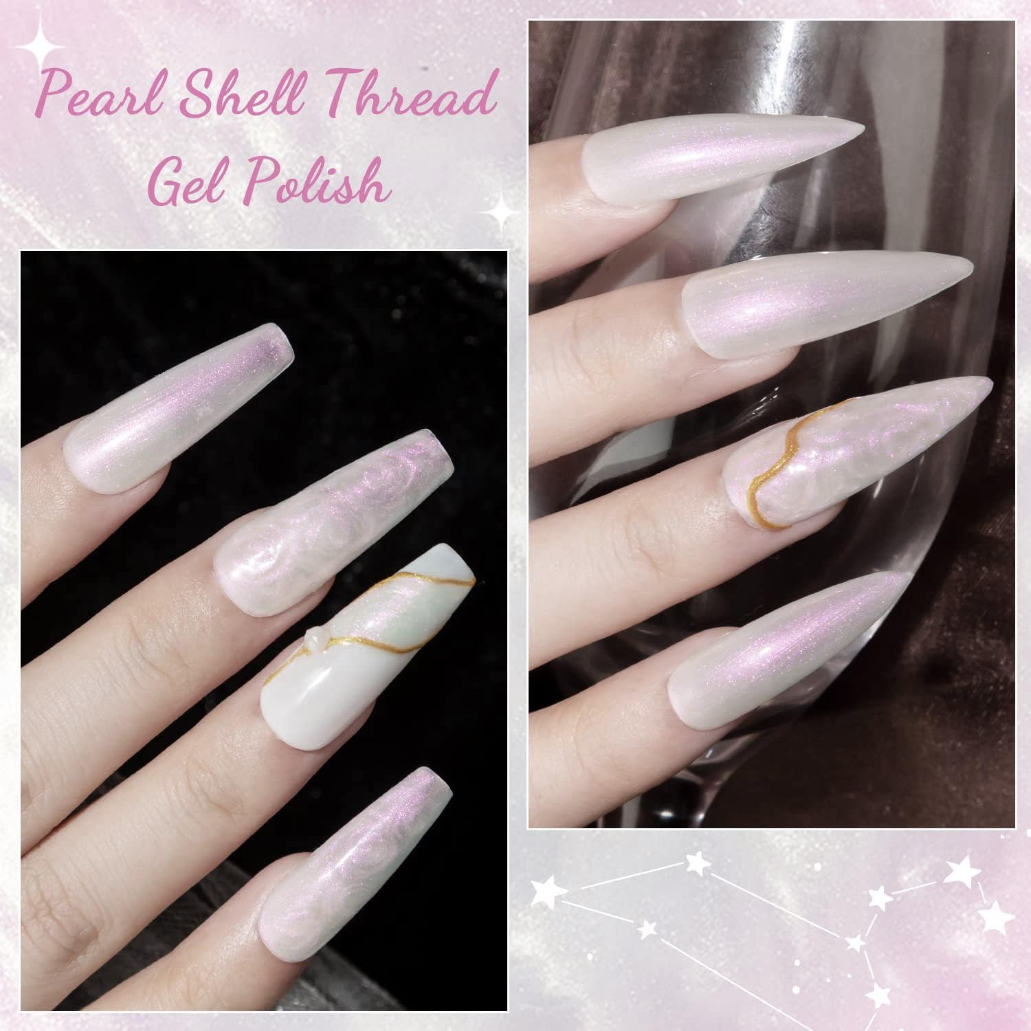 Vishine 16Ml Pearl Gel Nail Polish, Glitter Drawing Gel Polish Shimmer Mermaid Nail Gel Soak off UV Gel for Nail Art Salon Home DIY Manicure 0.54Oz image number 5