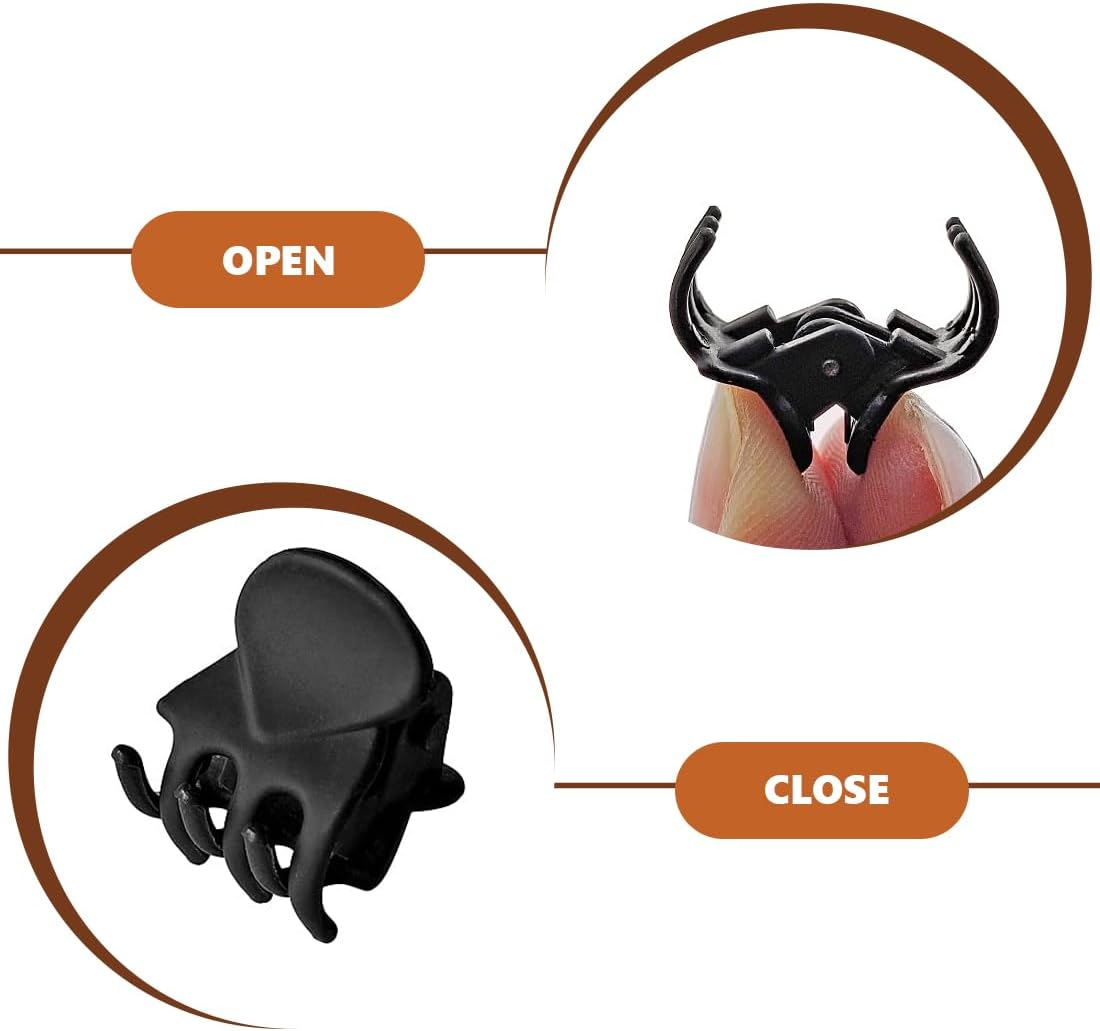 Pack of 36 Mini Hair Clips, Mini Plastic Hair Claw Clips, Non-Slip Handle, Small Jaw Clips for Girls and Women, Black, Tortoiseshell image number 1