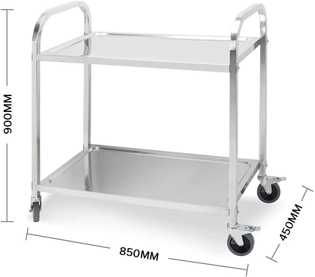 SOGA 2 Tier 85X45X90Cm Stainless Steel Kitchen Dining Food Cart Trolley Utility Medium image number 2