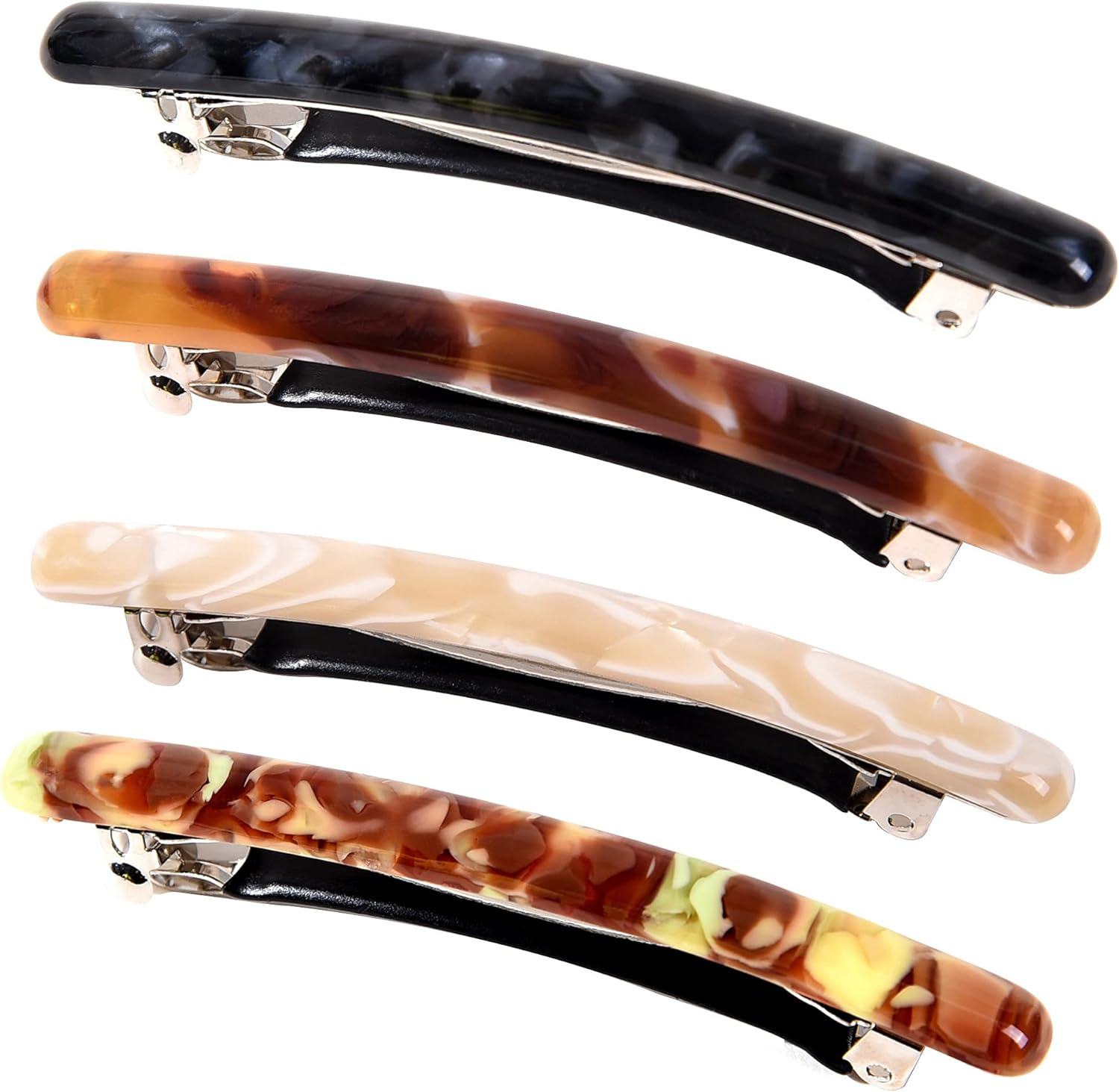 FSMILING Pack of 4 Hair Clips Women'S Thin Hair Medium Patent Clip French Automatic Hair Clip for Fine Thick Hair, Hair Barrettes Women