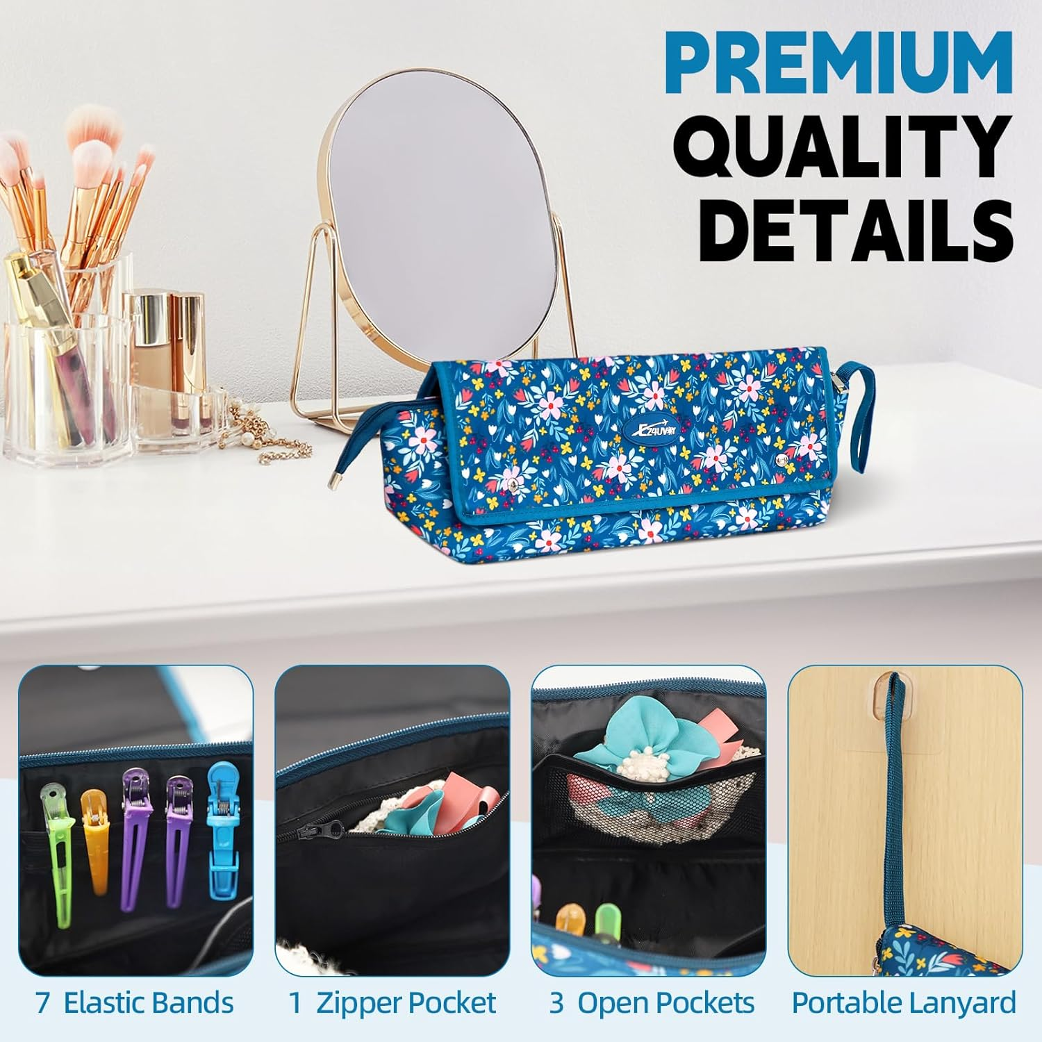 Hair Tools Travel Bag with Removable Heat Resistant Mat,2-In-1 Hair Accessories Organizer Bag for Travel，Portable Travel Carrying Bag for Hot Tools, Flat Irons, Straighteners, Curling Iron,Hair Dryer image number 4